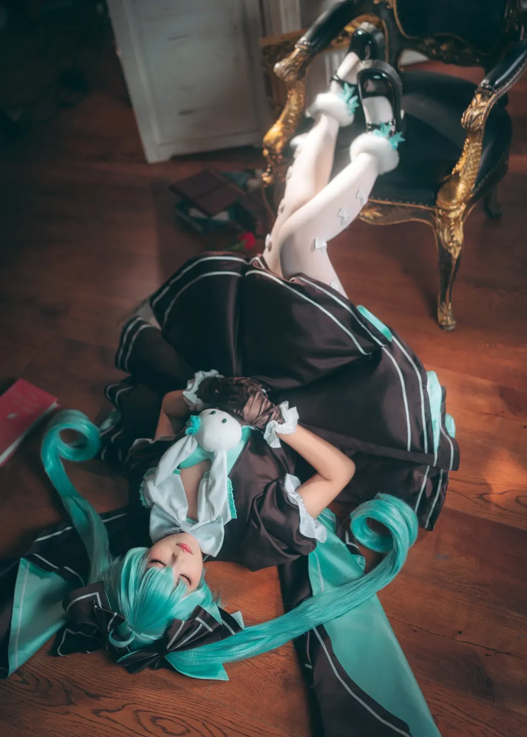 初音未来cos, cosplay正片, Vocaloid, 反重力假发, 初音兔子洋装 - 第7张