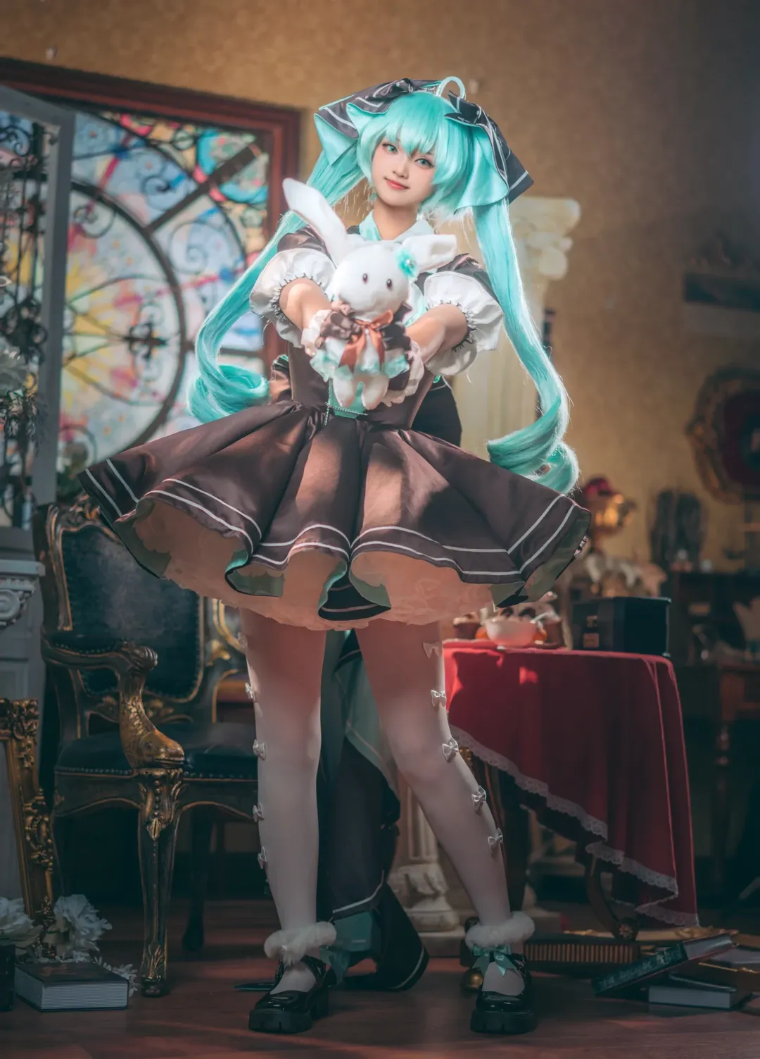 初音未来cos, cosplay正片, Vocaloid, 反重力假发, 初音兔子洋装 - 第9张