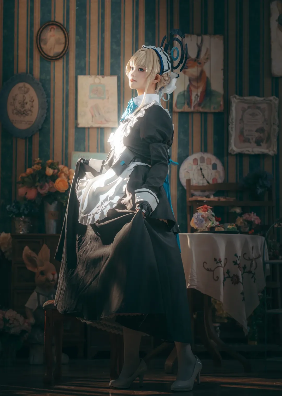 雰囲気のある写真, ブルーアーカイブ, メイド服, 二次元コスプレ, 飛鳥馬トキ コスプレ