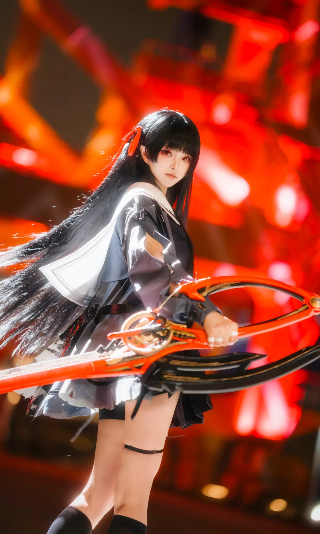 鸣潮, 千咲cos, cosplay摄影, 工业风夜景, 大动态抓拍 - 第1张