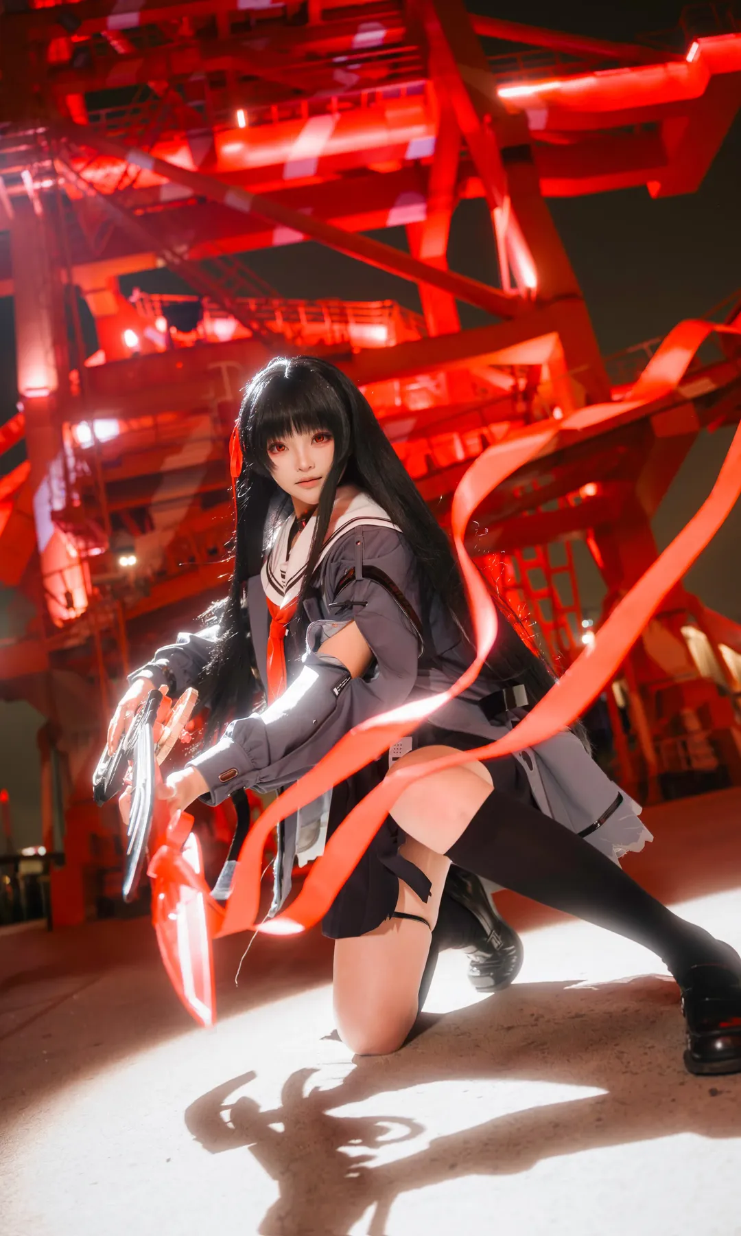 鸣潮, 千咲cos, cosplay摄影, 工业风夜景, 大动态抓拍 - 第6张