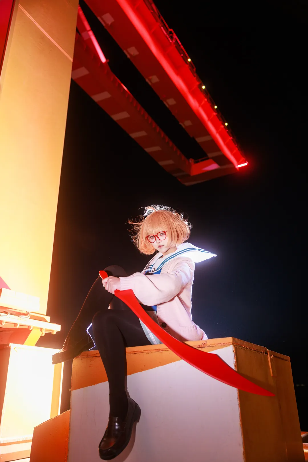 夜景ポートレート, コスプレ撮影, 二次元ファッション, 栗山未来コスプレ, 境界の彼方 - 1枚目