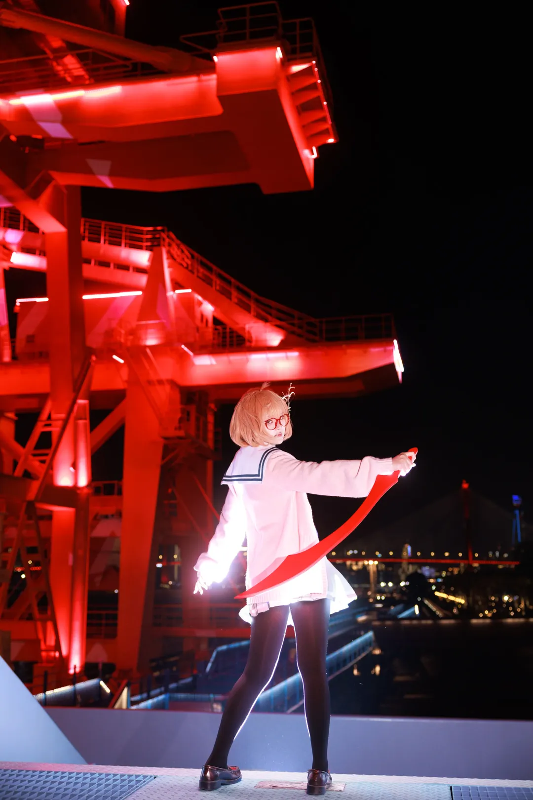 夜景ポートレート, コスプレ撮影, 二次元ファッション, 栗山未来コスプレ, 境界の彼方 - 2枚目