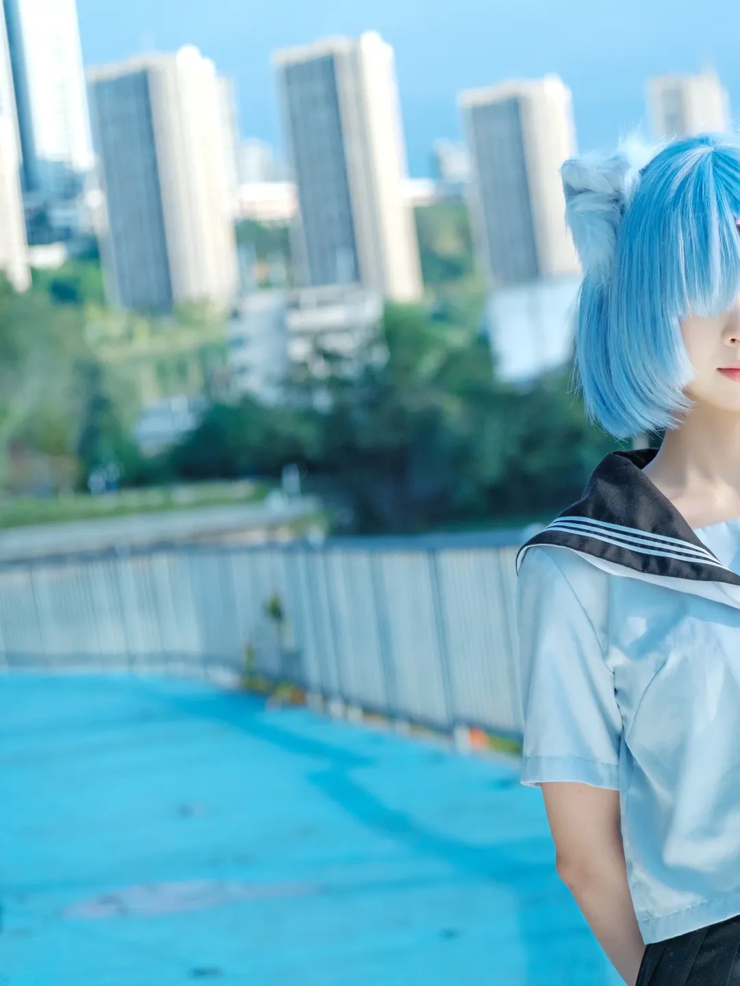 富士直出, 二次元cosplay, 蕾姆cos, 外景摄影, Re:从零开始的异世界生活 - 第1张