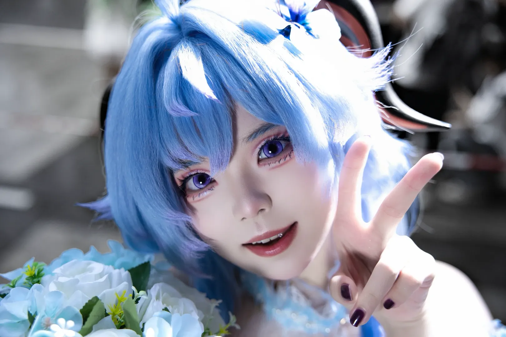 原神, 甘雨 コスプレ, イベント写真, 花嫁コスプレ, 青髪キャラクター - 4枚目