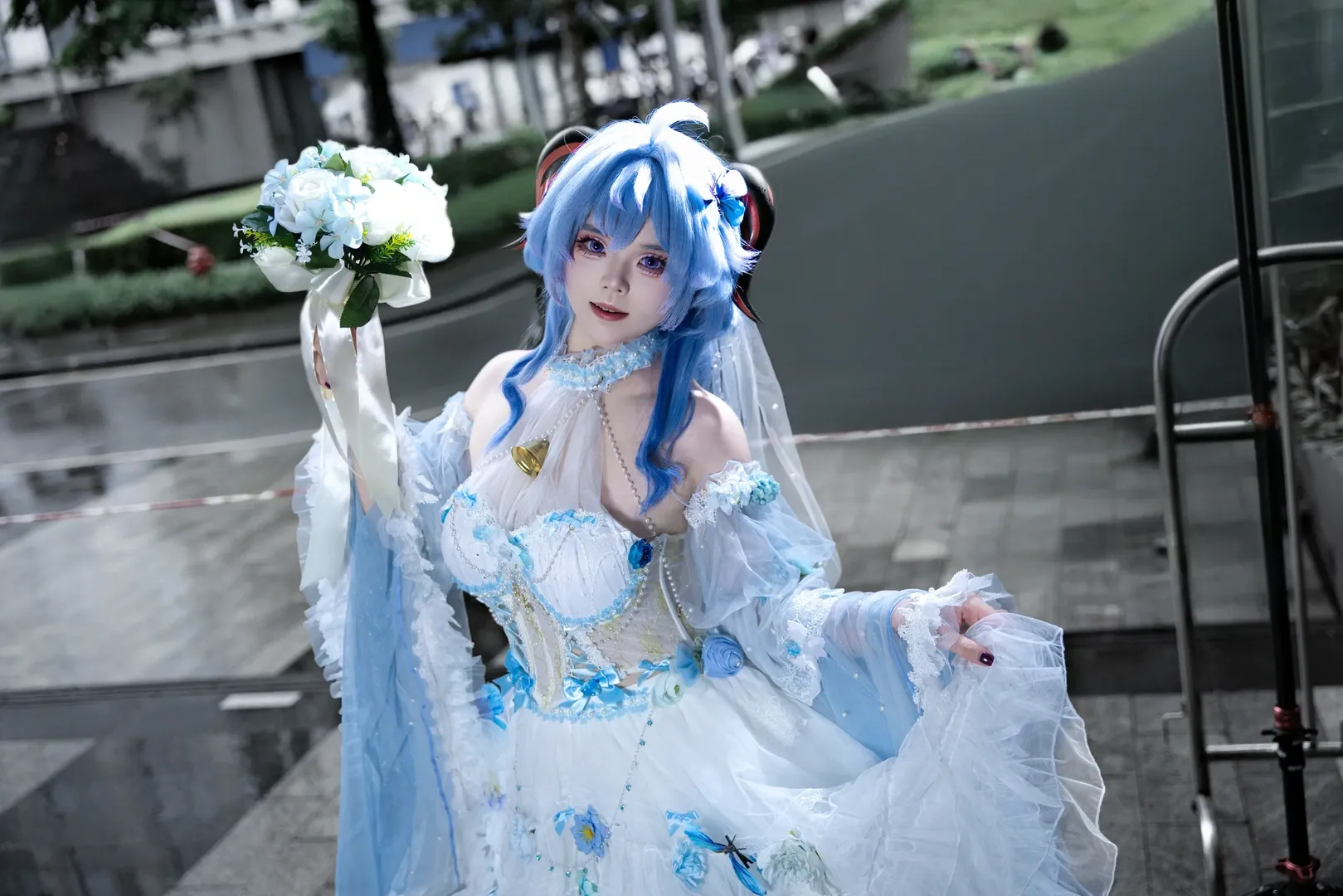 原神, 甘雨 コスプレ, イベント写真, 花嫁コスプレ, 青髪キャラクター - 5枚目