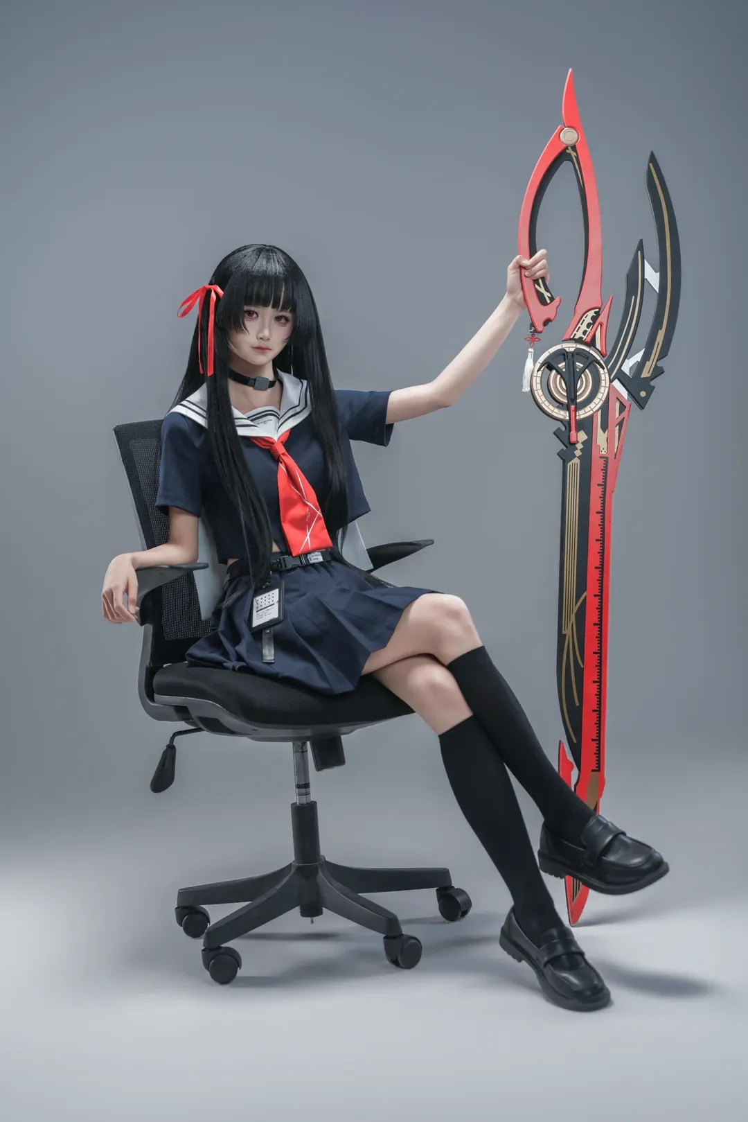 Wuthering Waves, Techwear, Cosplay photography, Chisa cosplay, White studio - Image 9