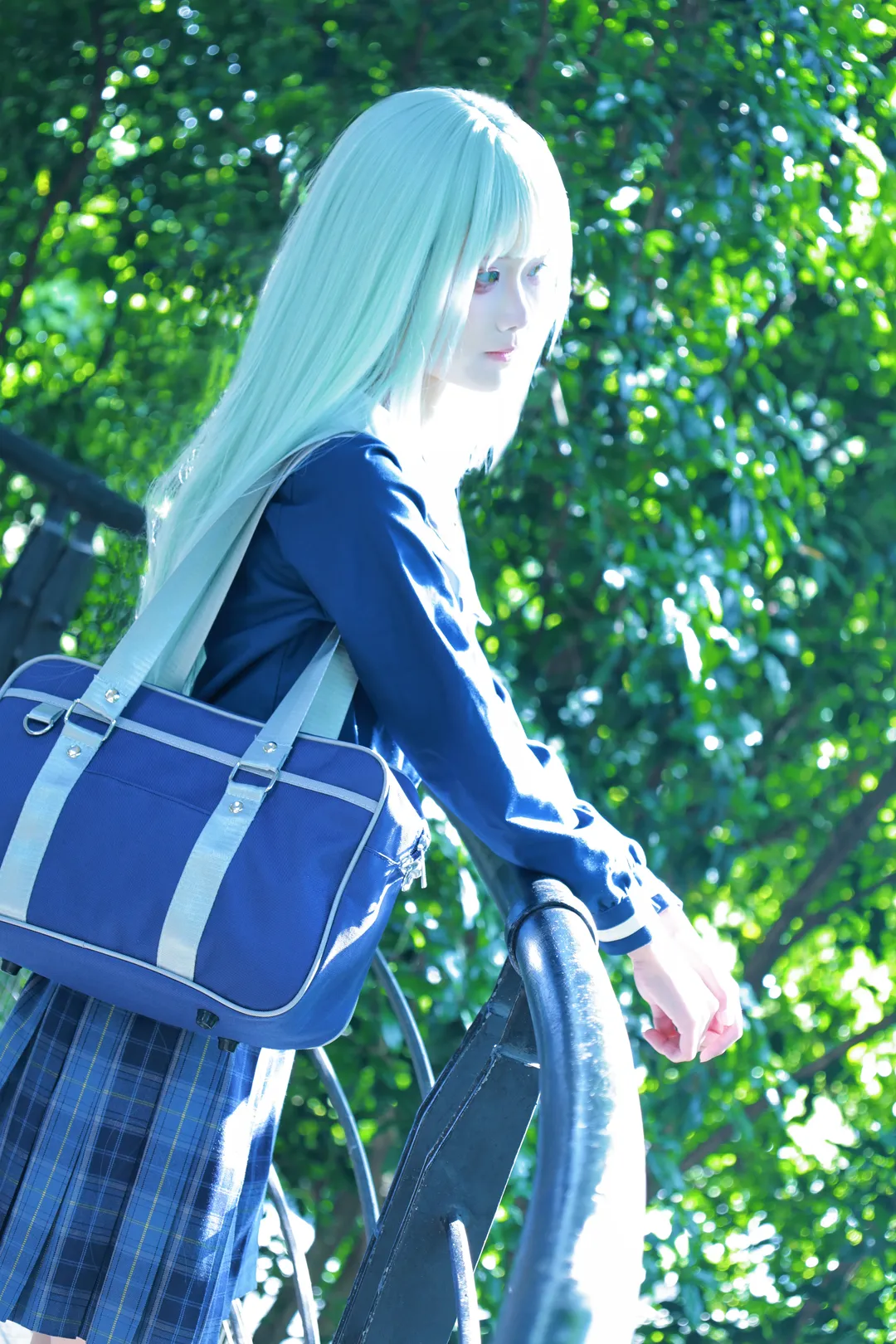 cosplay正片, 若叶睦cos, 二次元外景, BanG Dream! Ave Mujica, 薄荷色长发 - 第4张