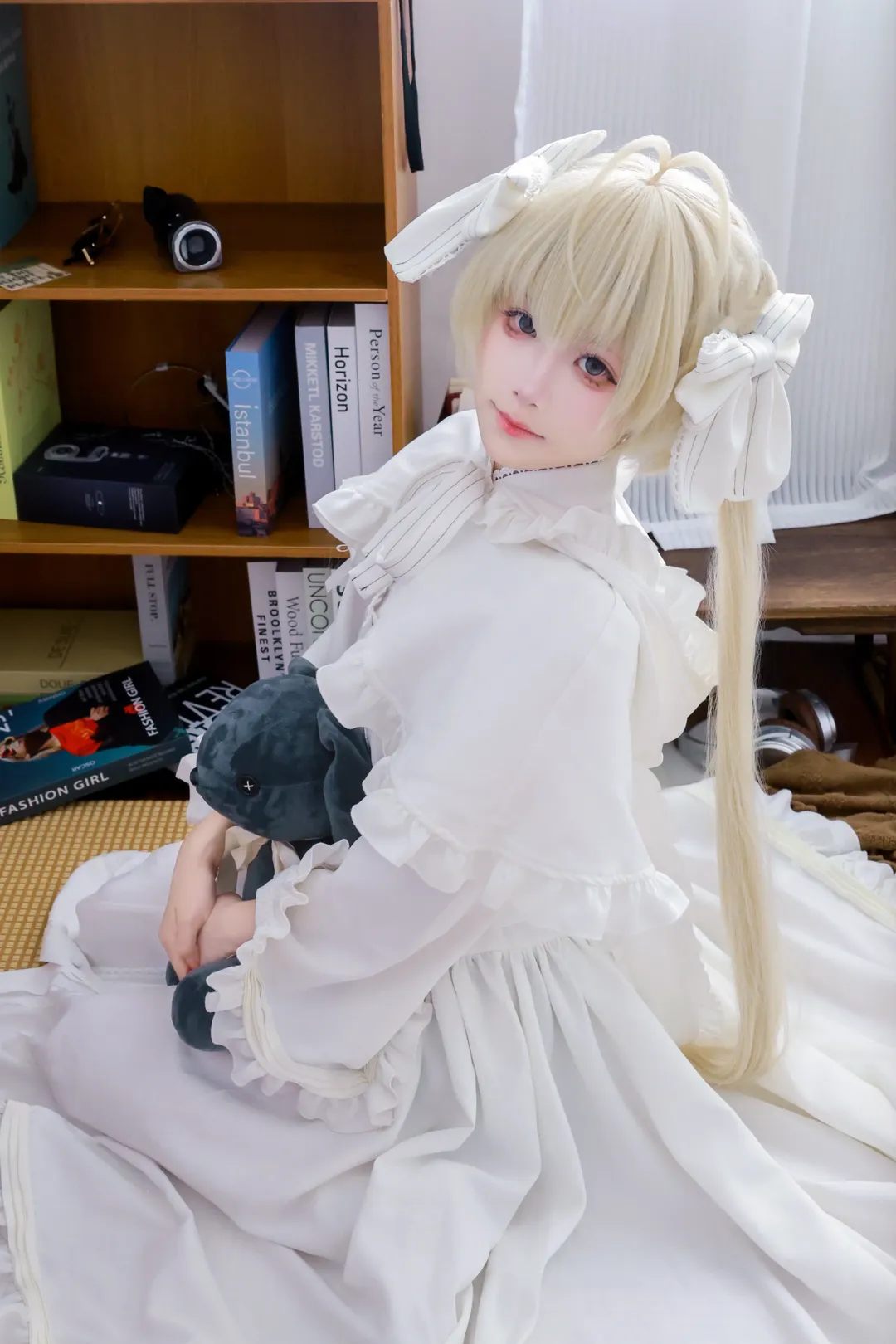 春日野穹cos, 缘之空, cosplay日常, 二次元写真, 双马尾白裙 - 第1张