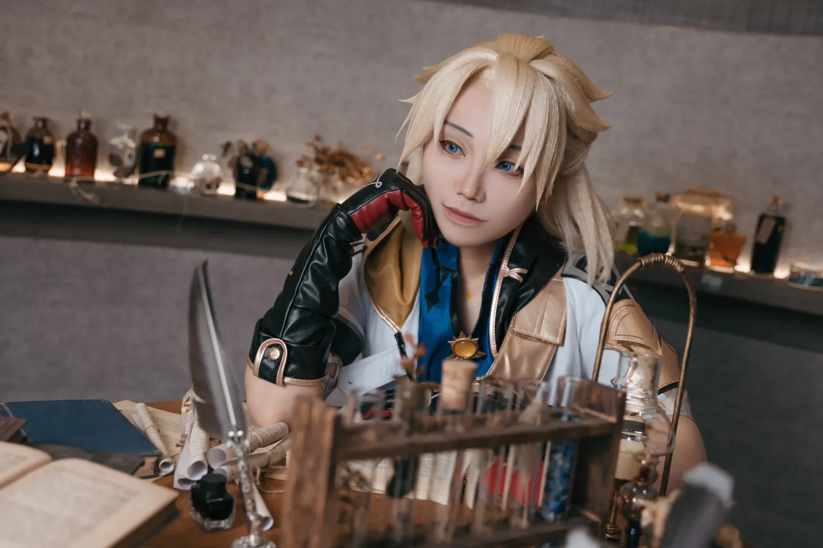原神, 阿貝多cos, cosplay服裝改造, 復古學者風攝影, 原神阿貝多正片