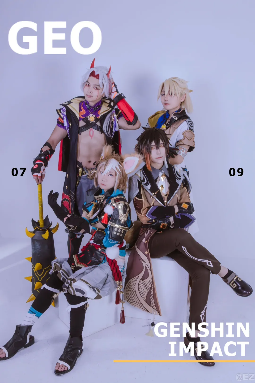 原神, コスプレ撮影, アルベド コスプレ, 岩元素, 4人グループ撮影 - 5枚目