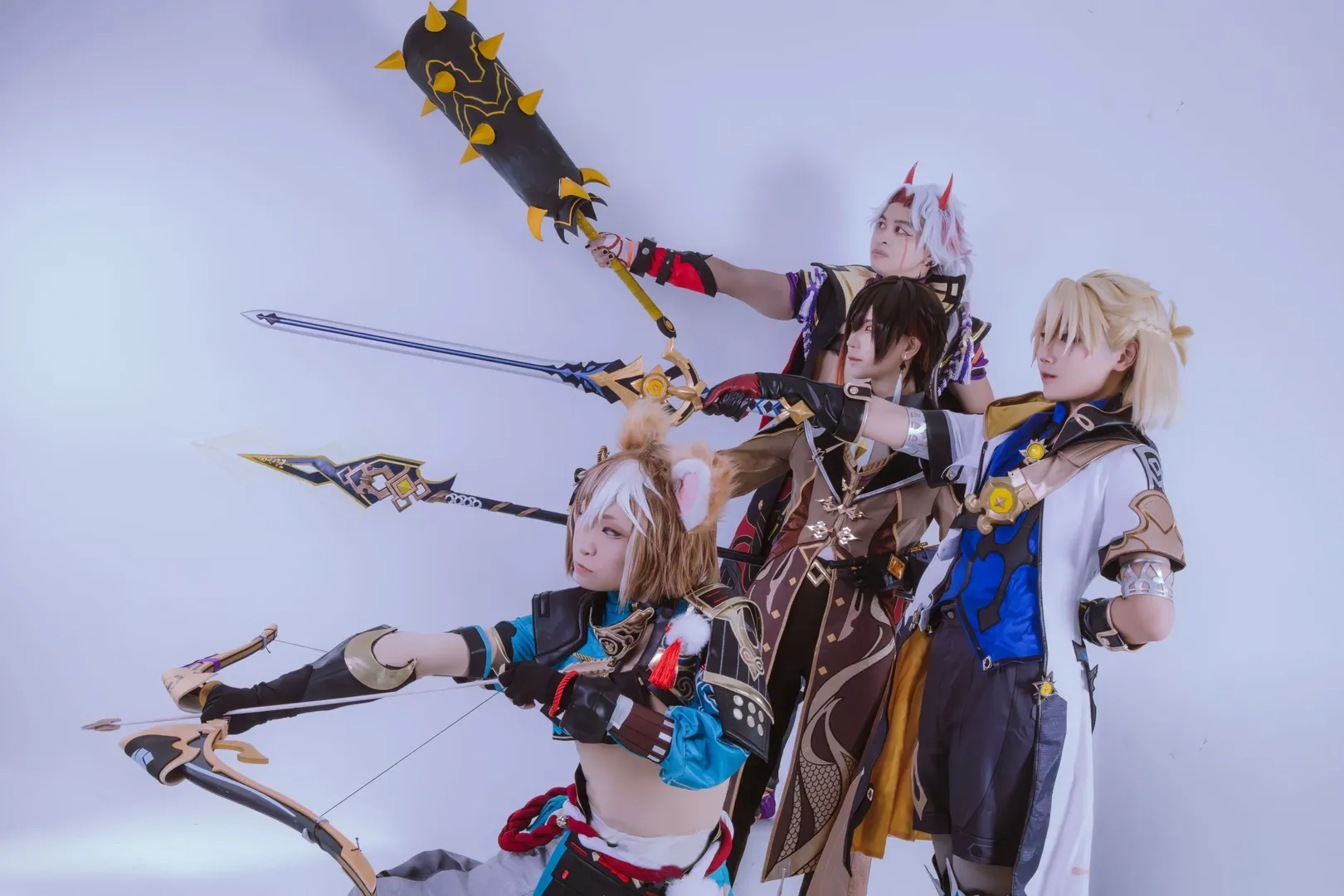 原神, コスプレ撮影, アルベド コスプレ, 岩元素, 4人グループ撮影 - 6枚目