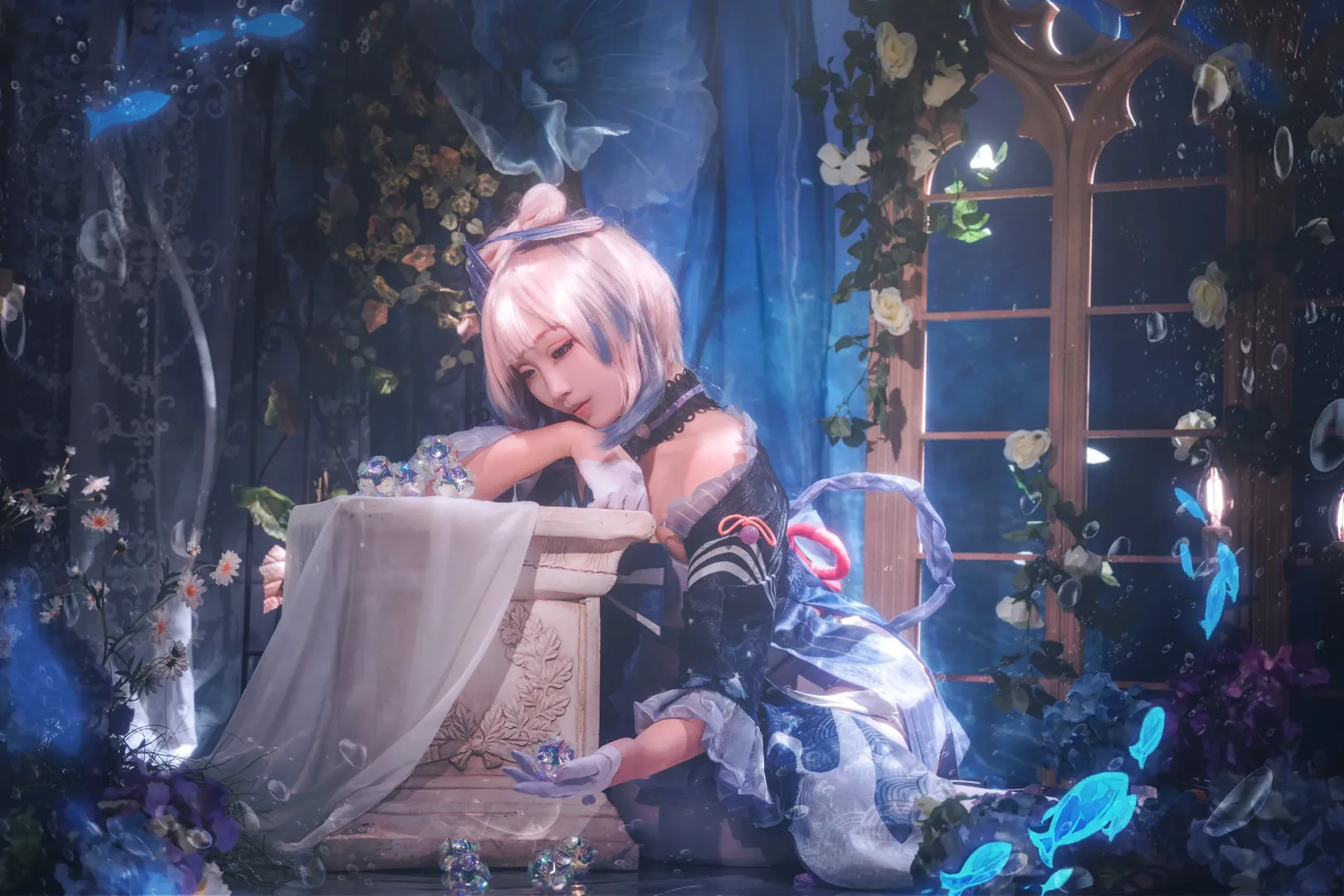 原神, 珊瑚宫心海cos, cosplay正片, 二次元角色扮演, 水下摄影造景 - 第4张
