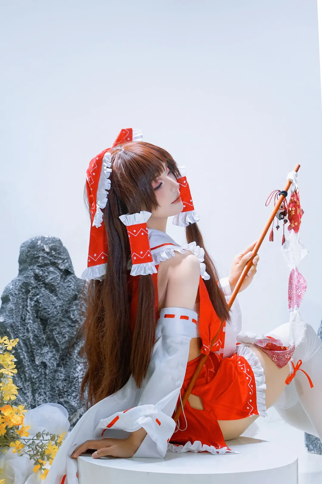 二次元少女, 博麗靈夢cos, 東方Project, cosplay正片, 巫女寫真