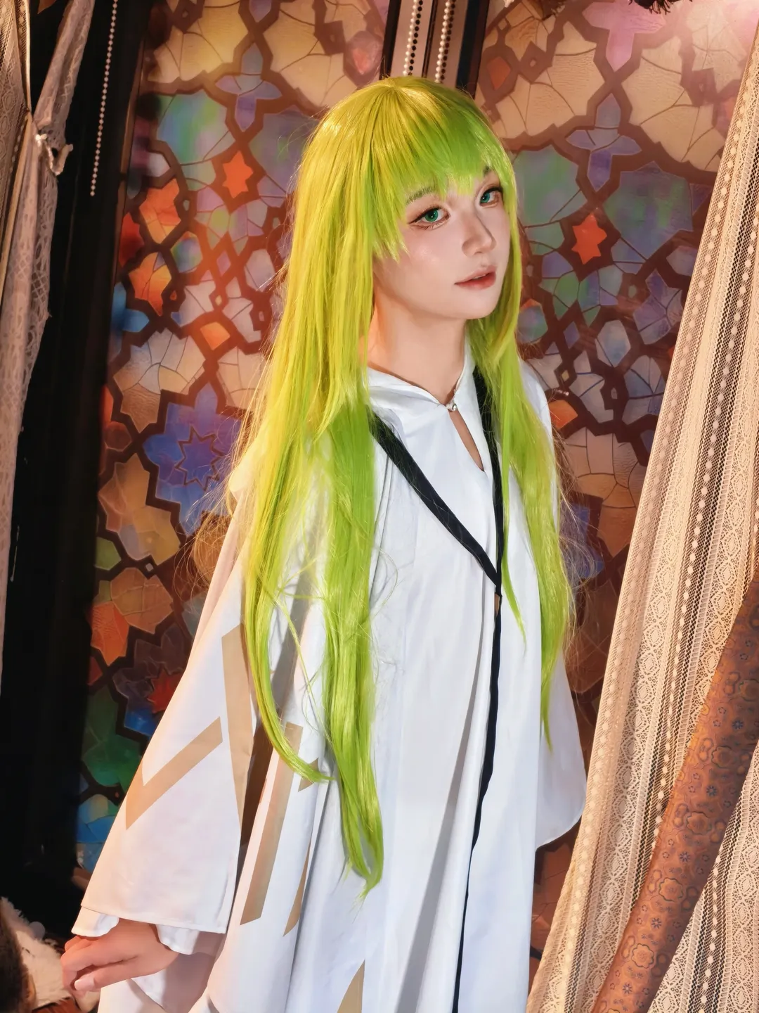 Fate/Grand Order, 二次元cosplay, 恩奇都cos, 绿发假发, 异域风摄影 - 第3张