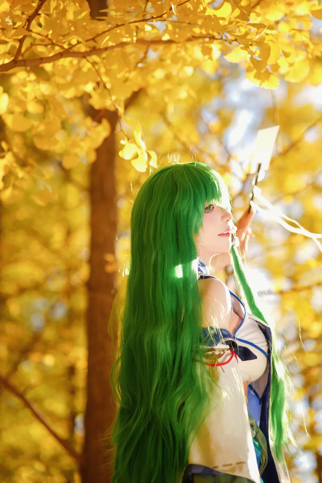 东方Project, 东风谷早苗cos, 二次元cos正片, 巫女cosplay, 秋日银杏写真 - 第3张