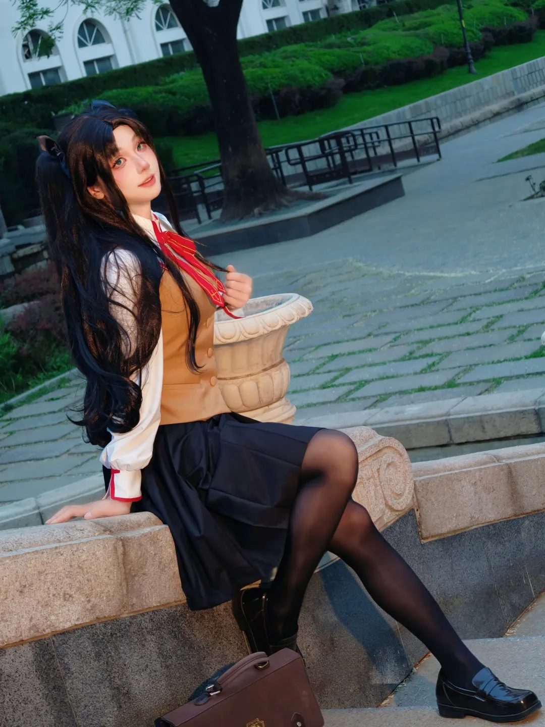 二次元少女, Fate, 遠坂凜cos, cosplay日常, 雙馬尾黑絲