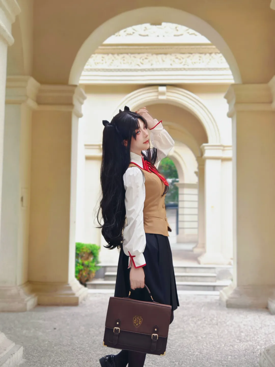 二次元少女, Fate, 远坂凛cos, cosplay日常, 双马尾黑丝 - 第2张