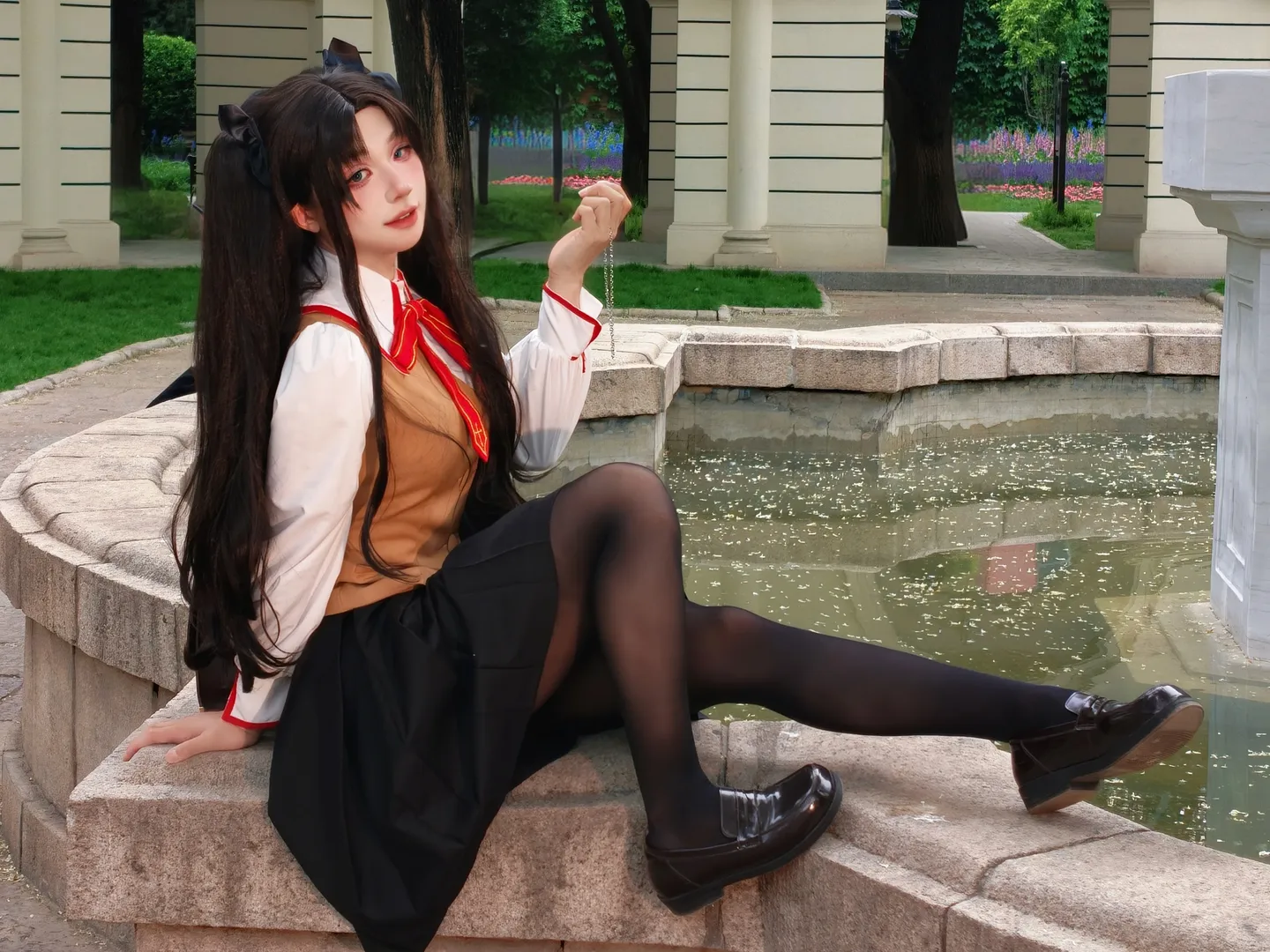 二次元少女, Fate, 远坂凛cos, cosplay日常, 双马尾黑丝 - 第3张