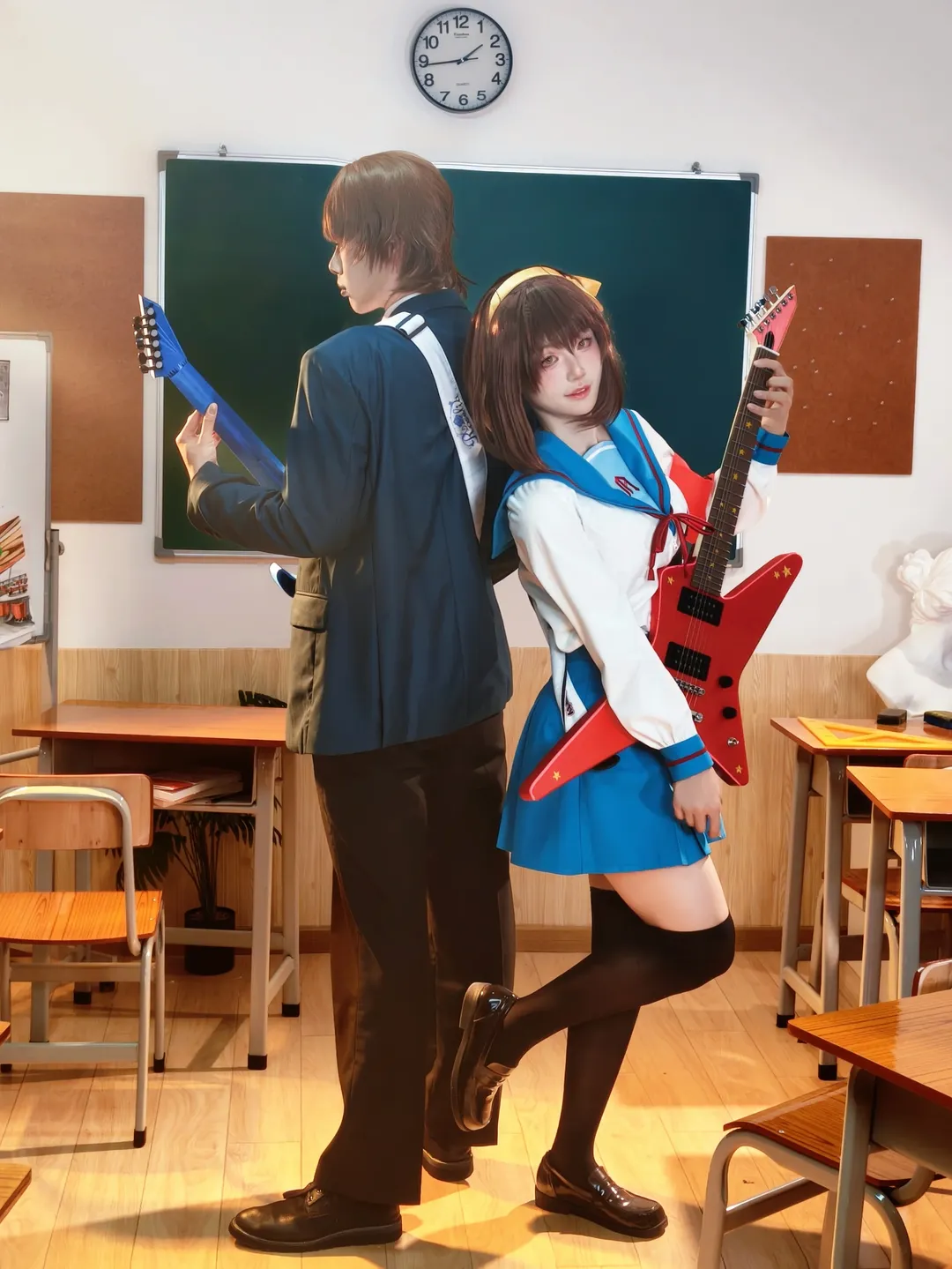 二次元コスプレ, セーラー服コーデ, 教室撮影, 涼宮ハルヒコスプレ, 涼宮ハルヒの憂鬱 - 1枚目