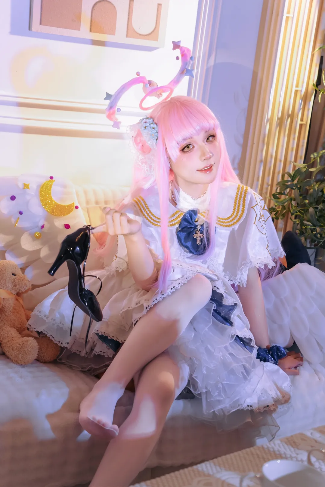 蔚藍檔案, 二次元cosplay, 聖園未花cos, 人像攝影, 粉發少女 - 第1張