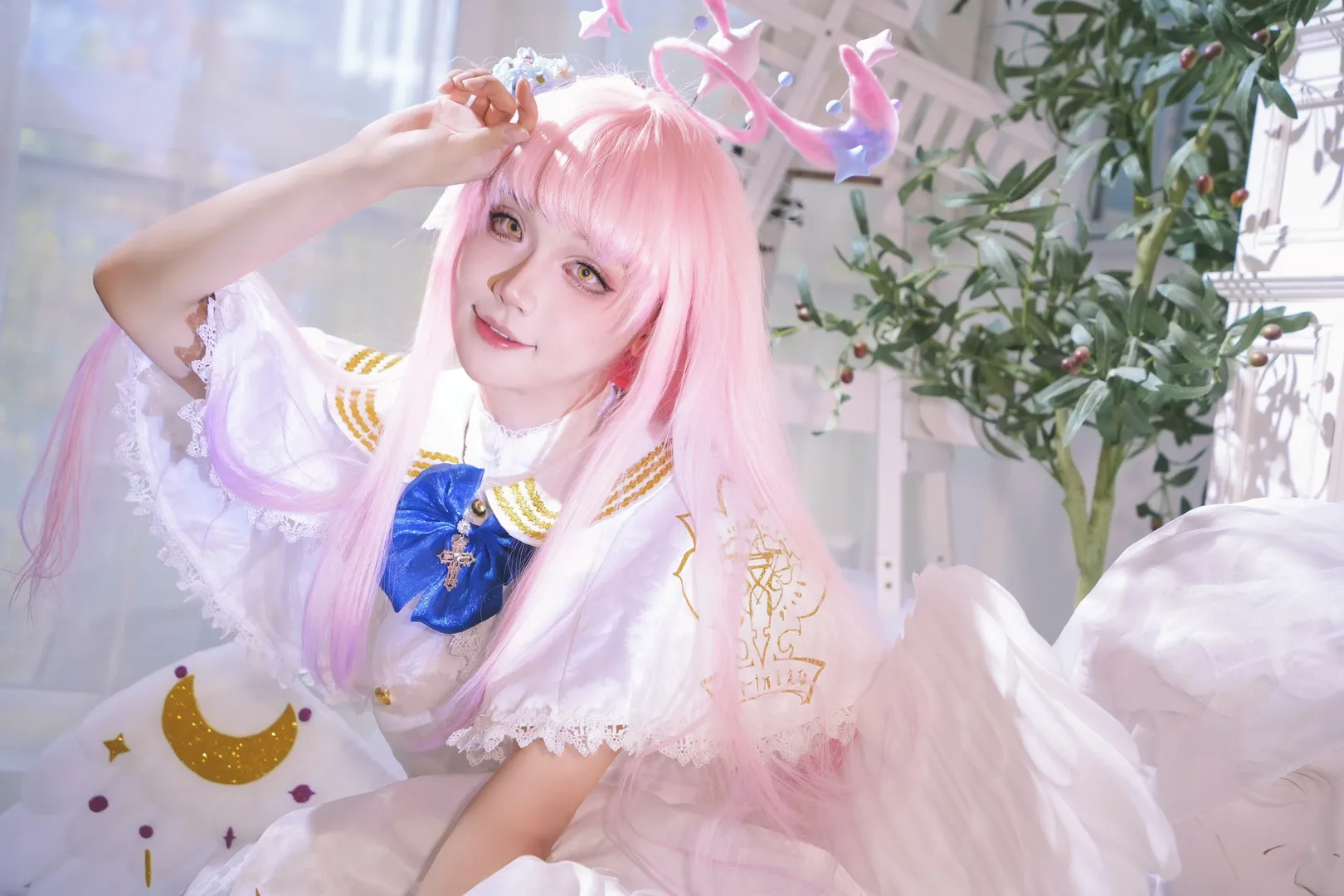 蔚藍檔案, 二次元cosplay, 聖園未花cos, 人像攝影, 粉發少女 - 第5張