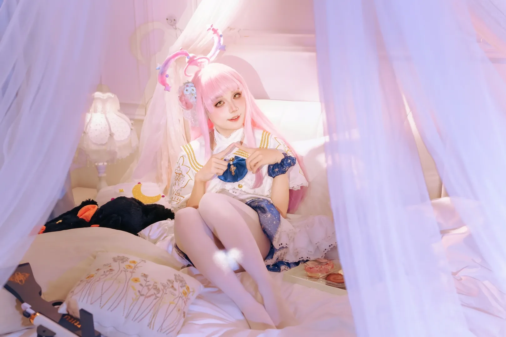 蔚藍檔案, 二次元cosplay, 聖園未花cos, 人像攝影, 粉發少女 - 第7張