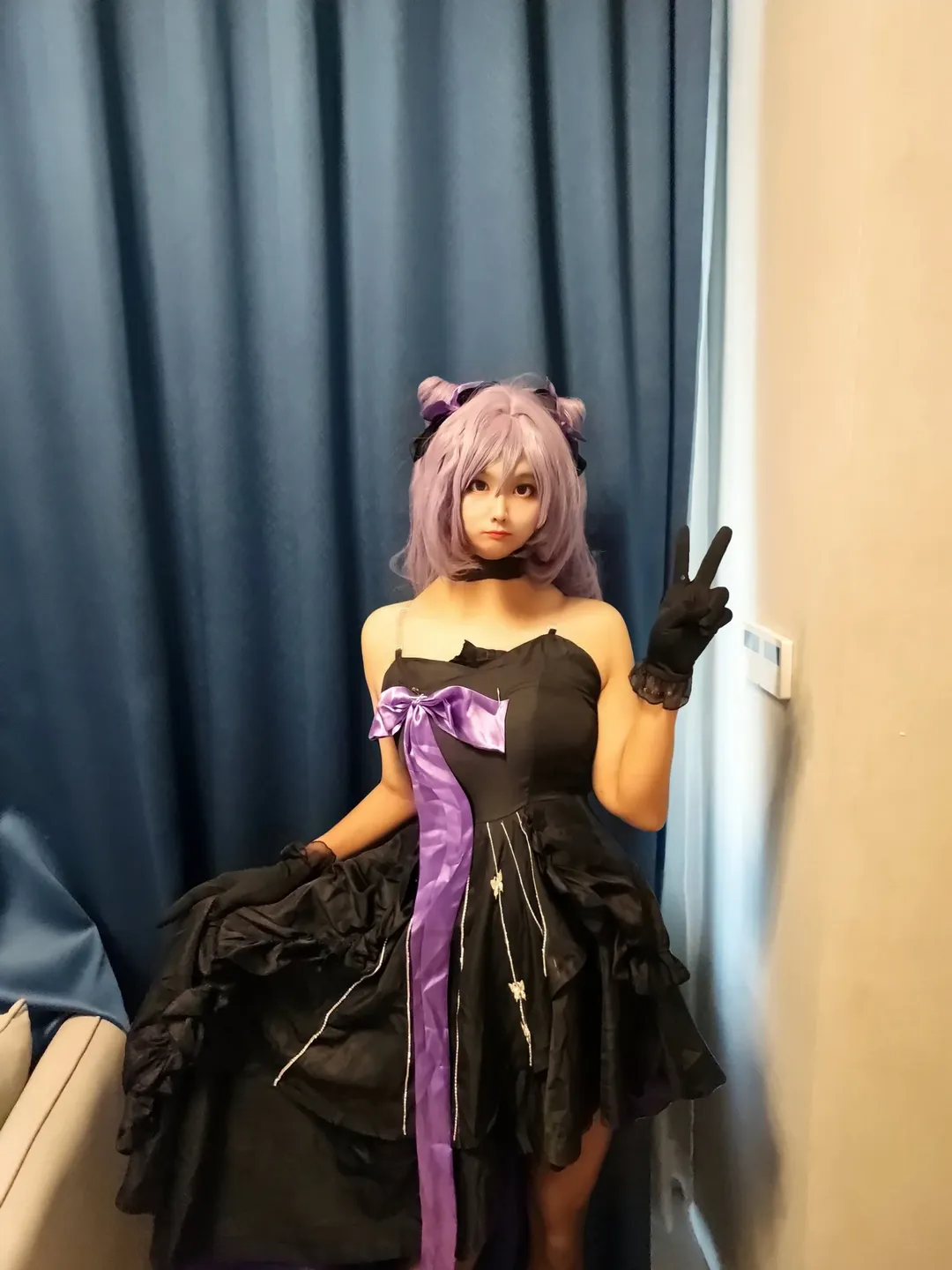 原神, 二次元cosplay, 刻晴cos, Coser日常, 黑紫穿搭还原 - 第12张