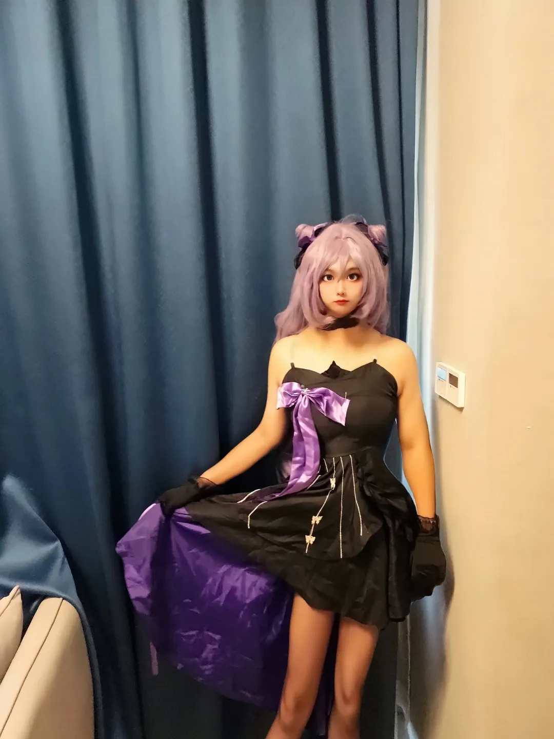 原神, 二次元cosplay, 刻晴cos, Coser日常, 黑紫穿搭还原 - 第14张