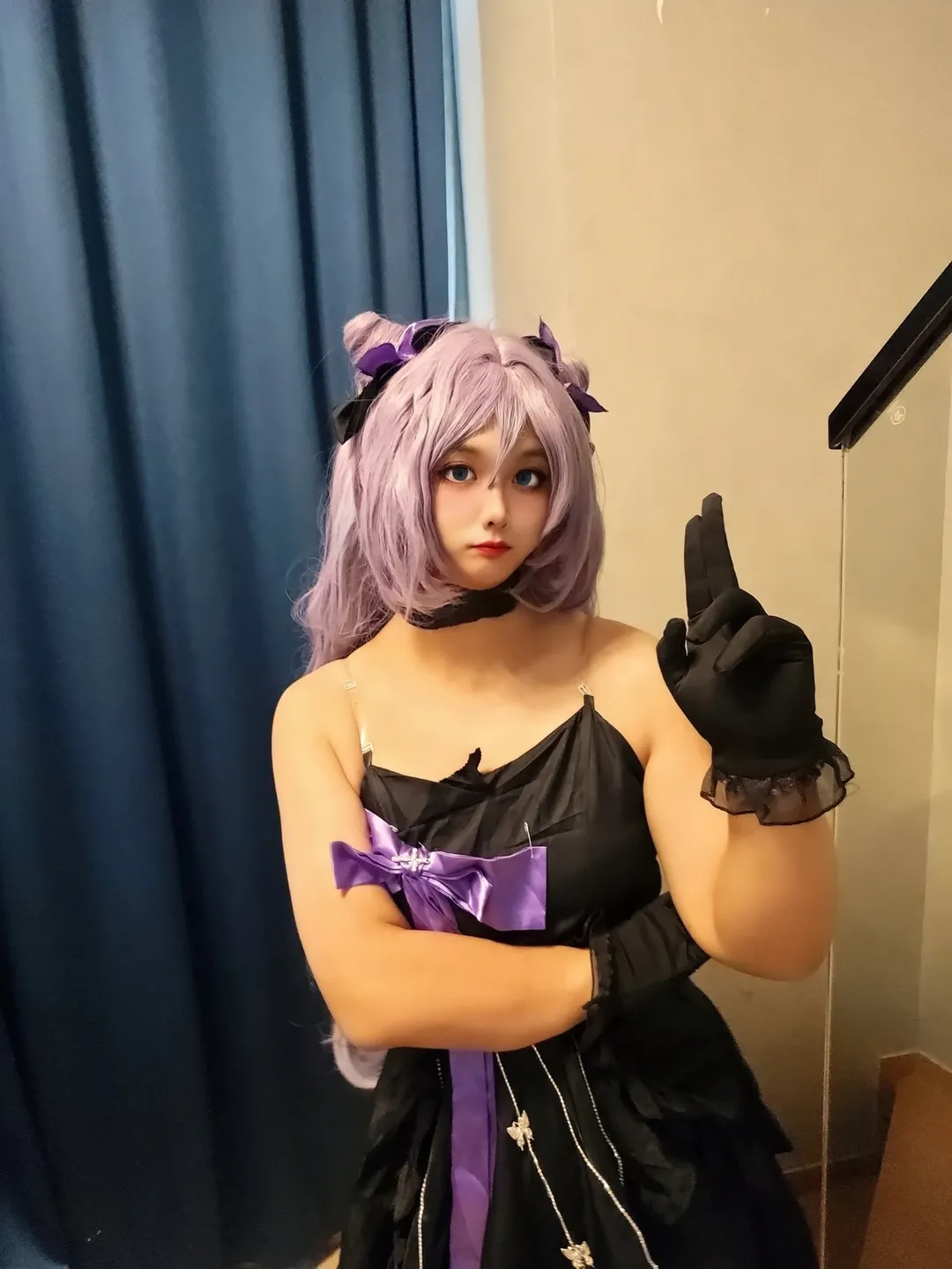 原神, 二次元cosplay, 刻晴cos, Coser日常, 黑紫穿搭还原 - 第3张