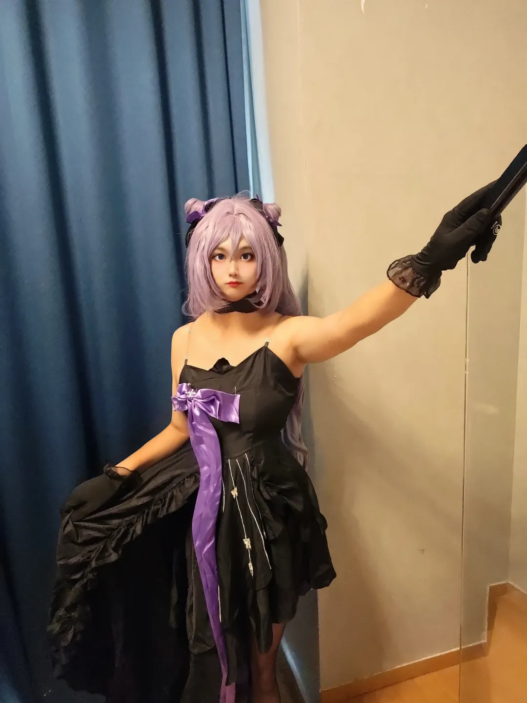 原神, 二次元cosplay, 刻晴cos, Coser日常, 黑紫穿搭还原 - 第4张
