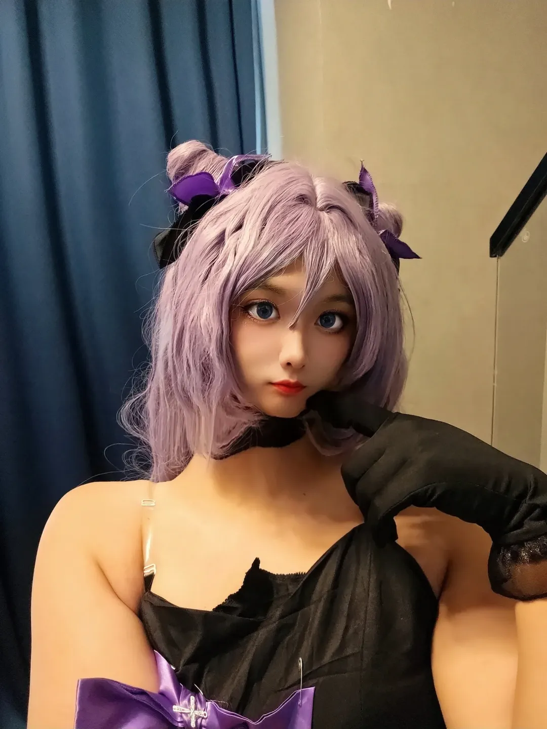 原神, 二次元cosplay, 刻晴cos, Coser日常, 黑紫穿搭还原 - 第5张