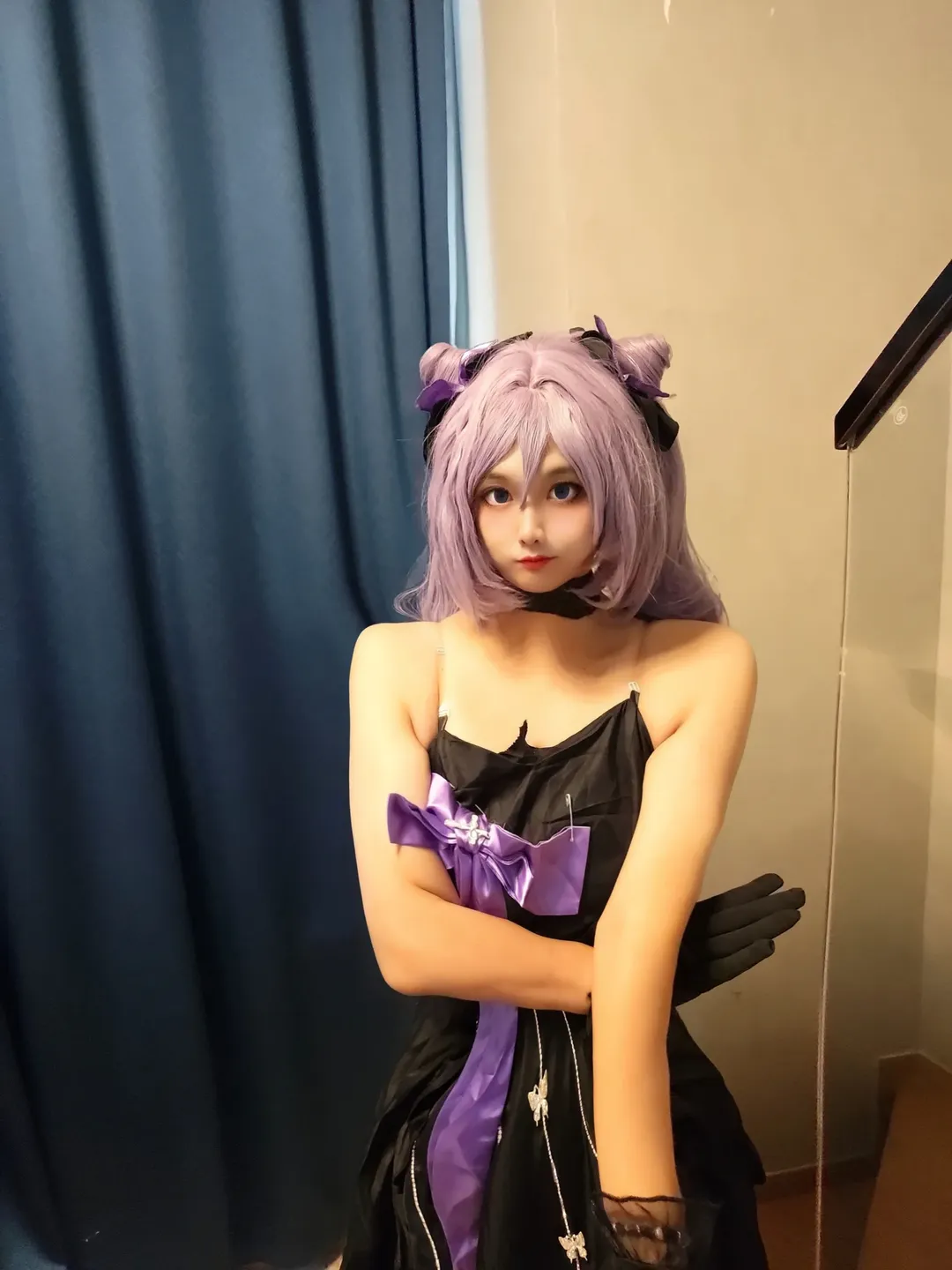 原神, 二次元cosplay, 刻晴cos, Coser日常, 黑紫穿搭还原 - 第7张