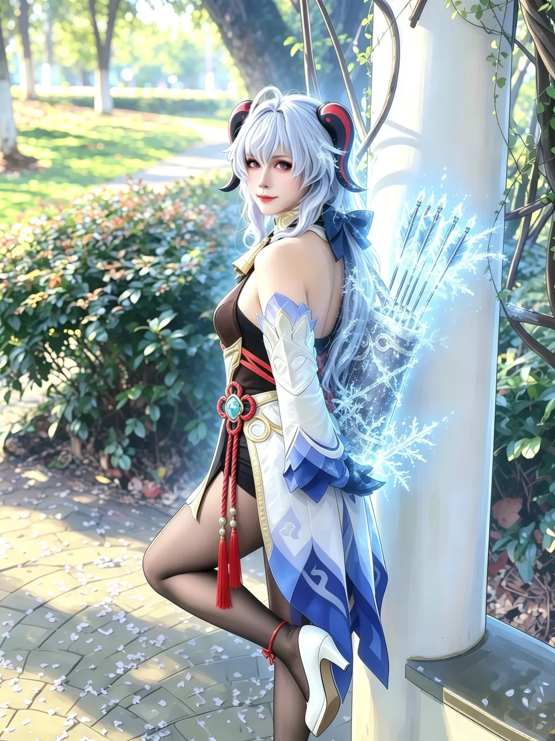 原神, 甘雨cos, 二次元cosplay, 黑丝穿搭, Coser日常 - 第2张