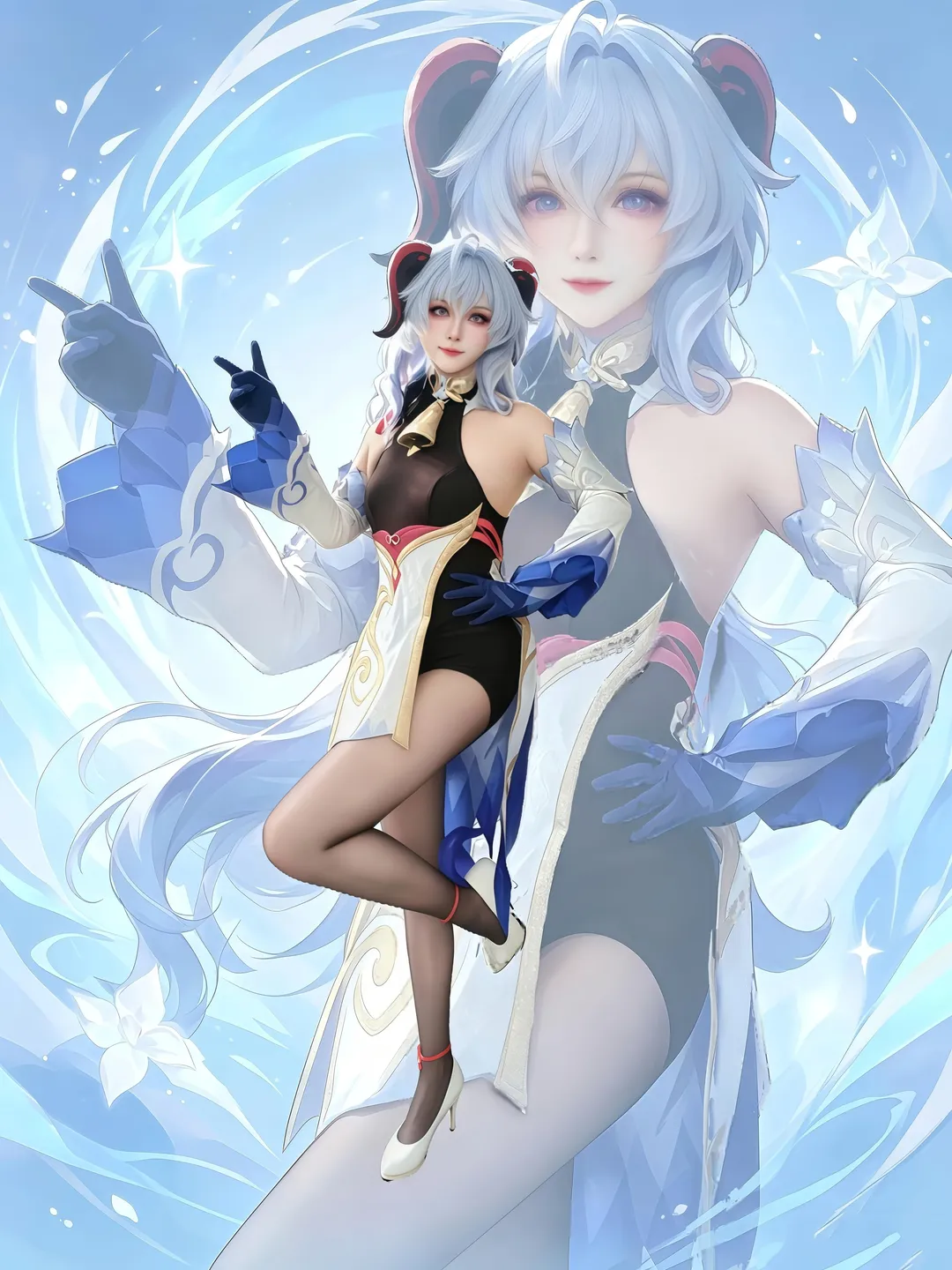 原神, 甘雨cos, 二次元cosplay, 黑丝穿搭, Coser日常 - 第4张
