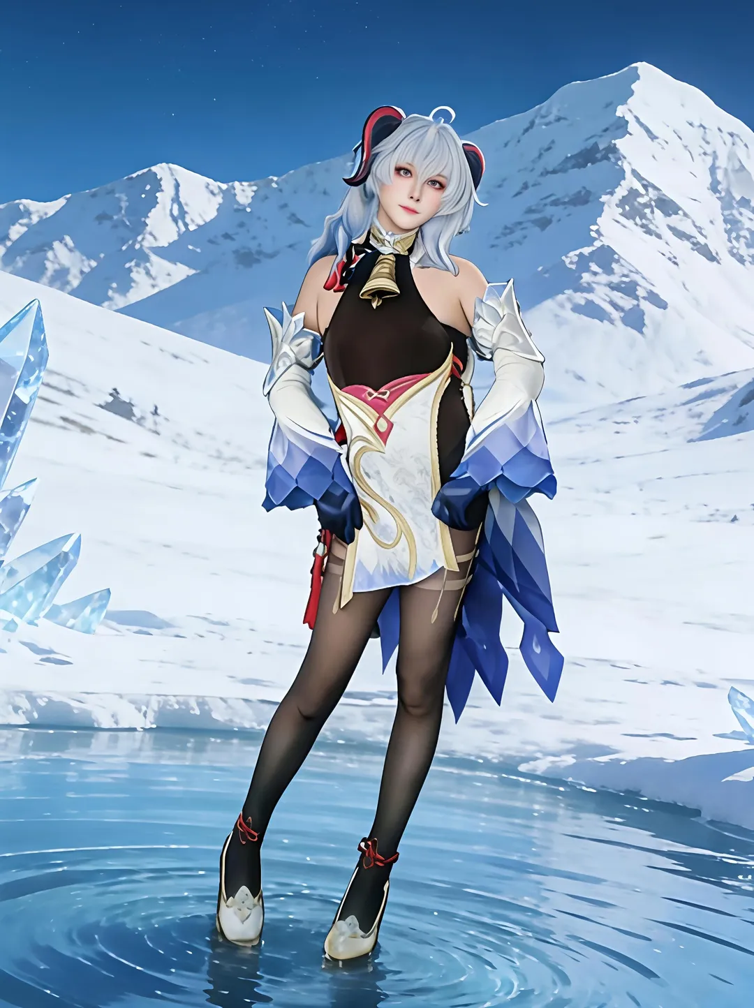 原神, 甘雨cos, 二次元cosplay, 黑丝穿搭, Coser日常 - 第6张