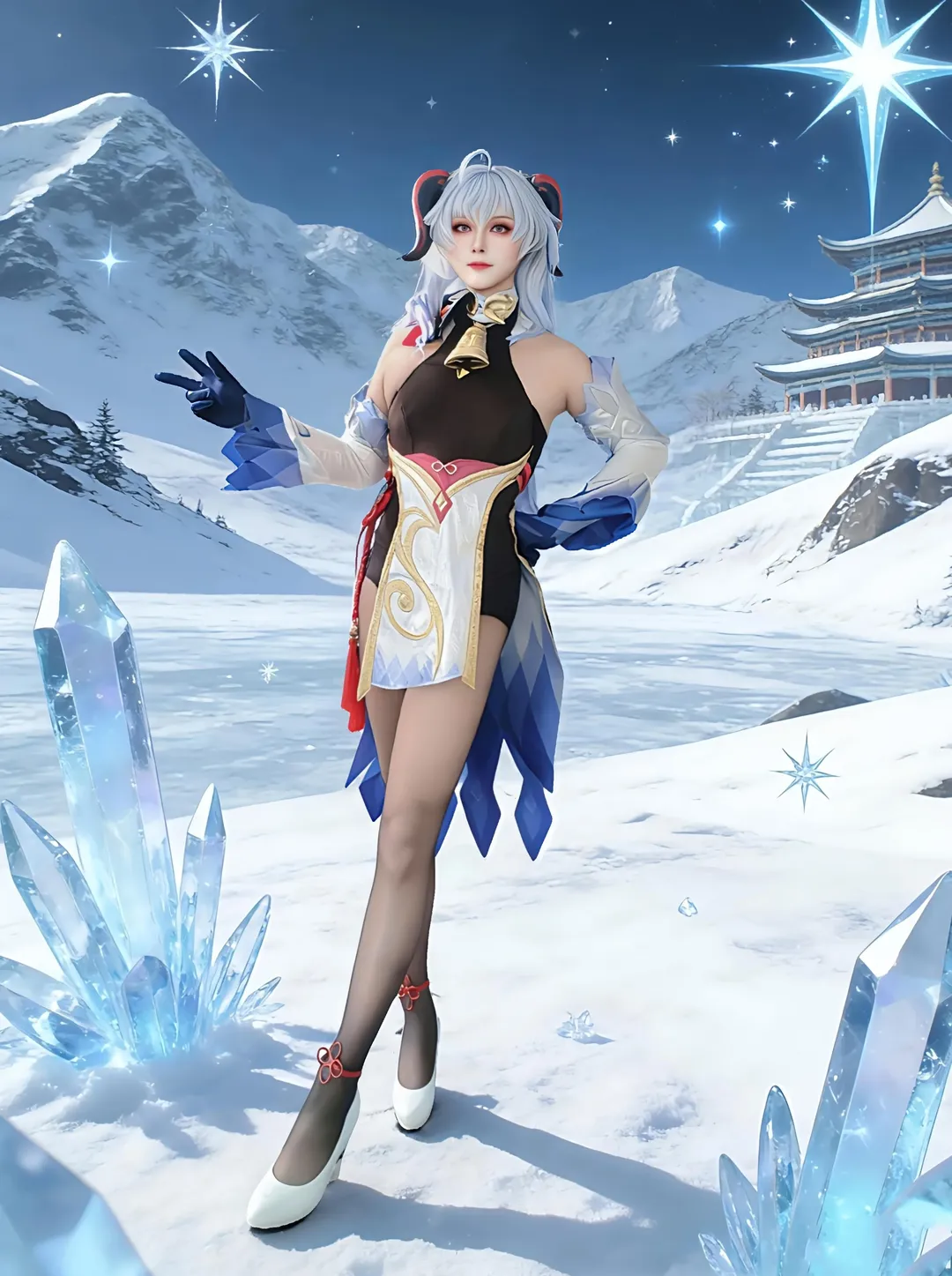 原神, 甘雨cos, 二次元cosplay, 黑丝穿搭, Coser日常 - 第9张