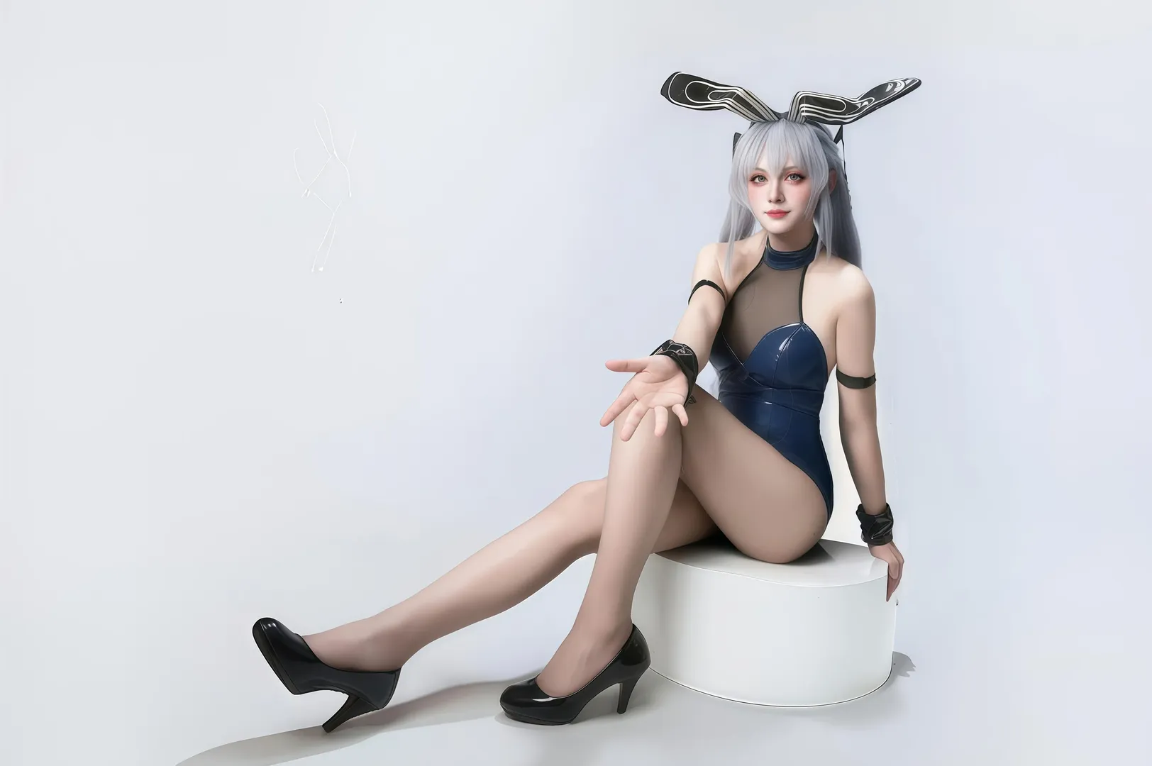 碧蓝航线, 棚拍正片, 银发cosplay, 花园cos, 兔女郎cos