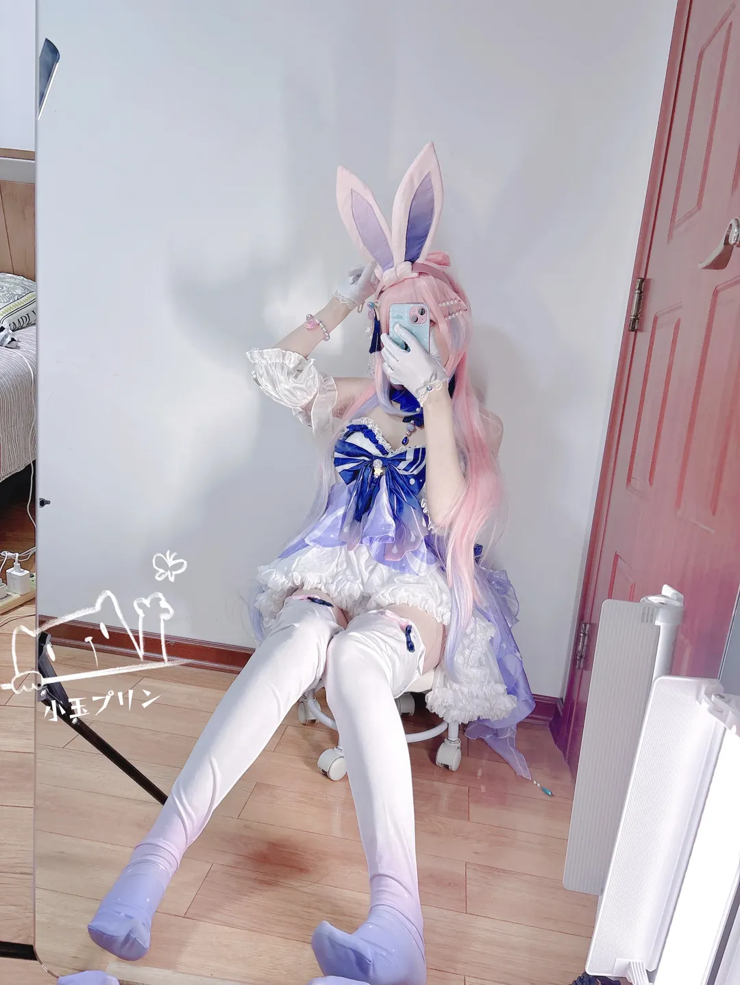 原神, 2次元少女, 珊瑚宮心海 コスプレ, コスプレ日常, 青と白のコーデ
