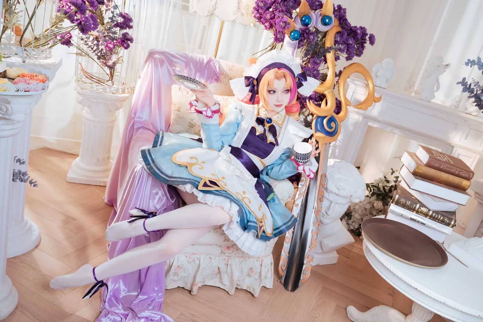 英雄联盟, 格温cos, cosplay拍照姿势, 白丝女仆cos, cos道具分享 - 第4张