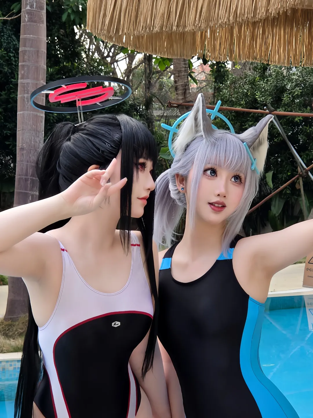 蔚蓝档案, 二次元cosplay, 夏日泳池, 白子cos, 泳装穿搭