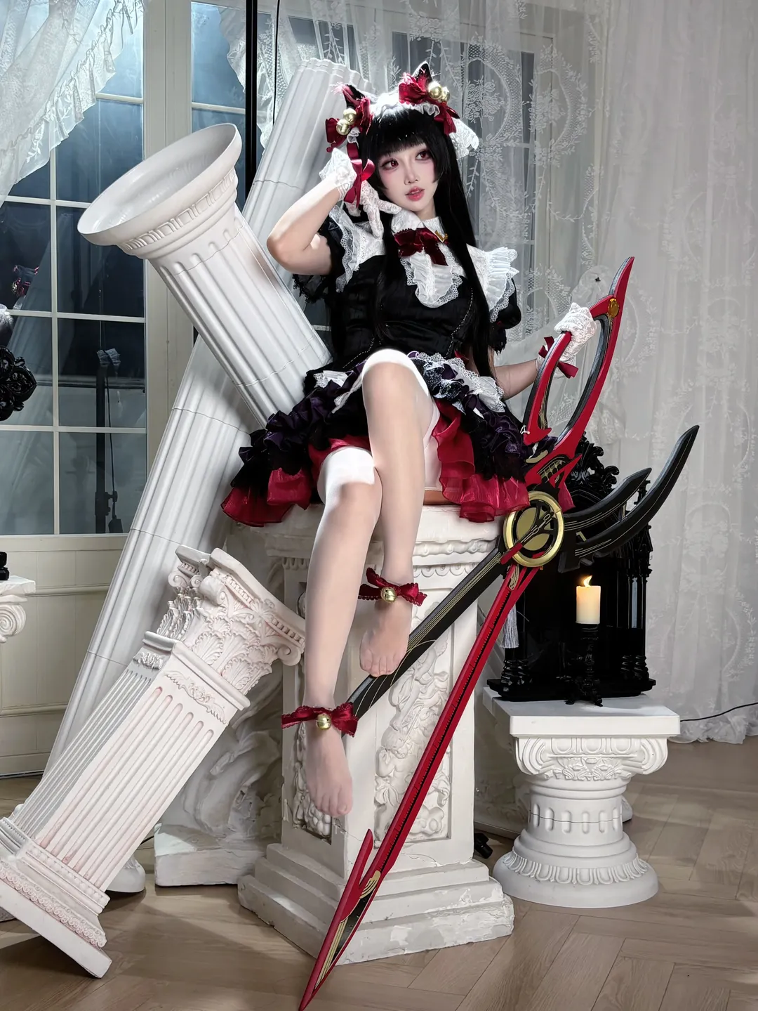 鸣潮, cosplay, 千咲cos, 白丝, 暗黑女仆 - 第1张