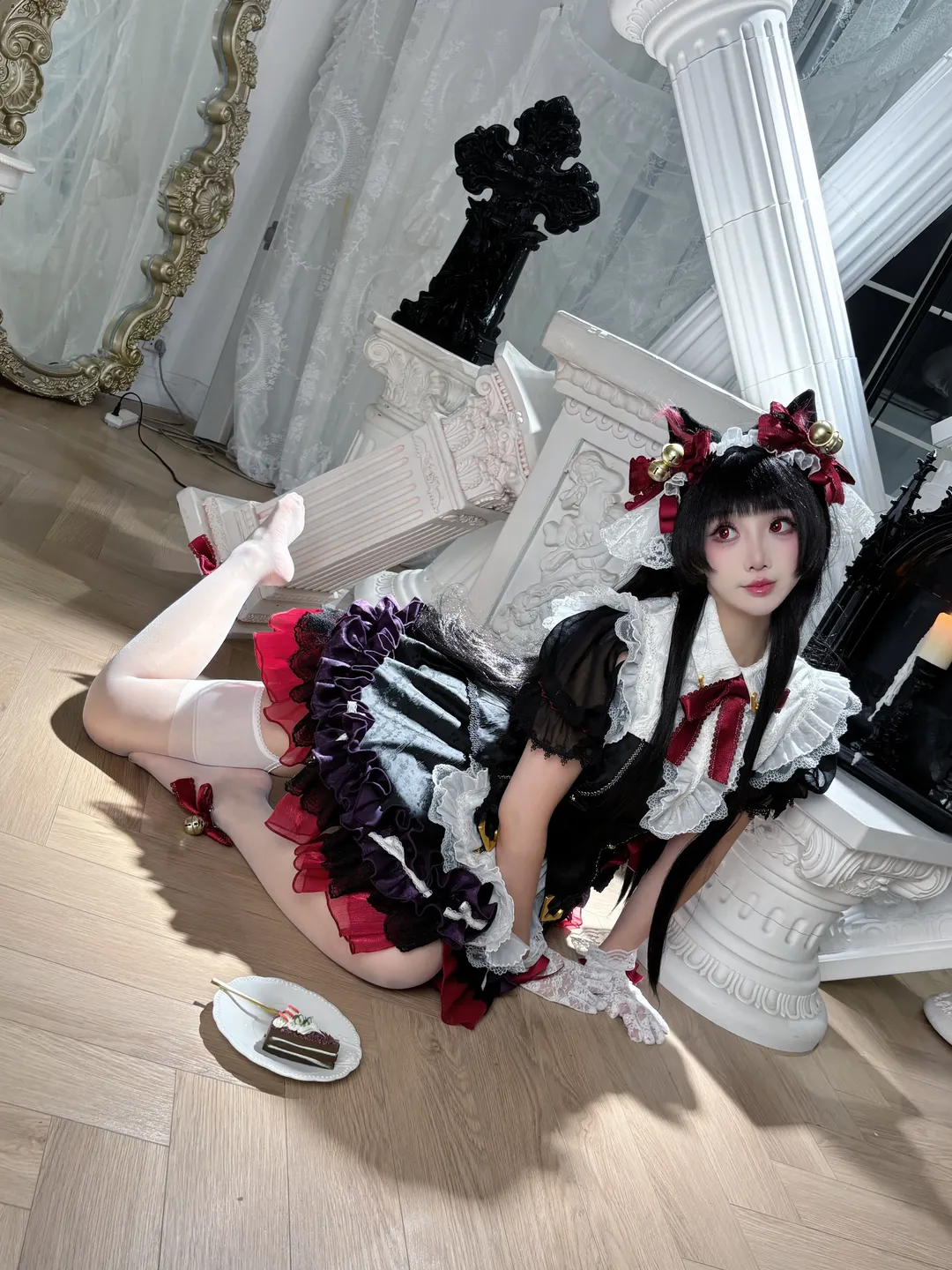 鸣潮, cosplay, 千咲cos, 白丝, 暗黑女仆 - 第2张