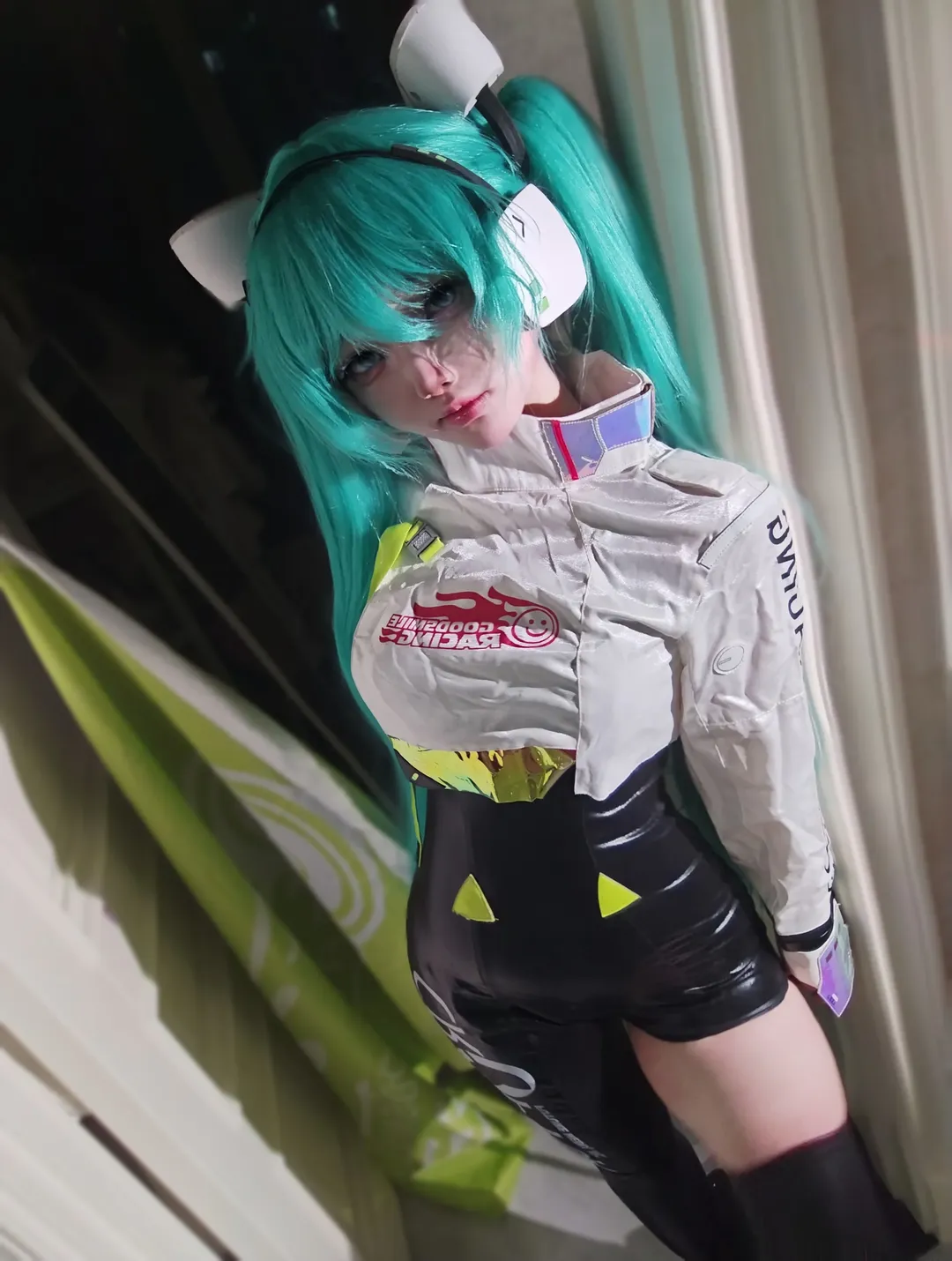 Hatsune Miku cosplay, Anime-style fashion, Techwear jacket, Racing Miku, Hatsune Miku cosplay