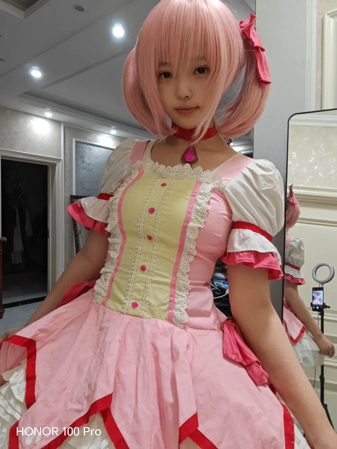 鹿目圆cos, 魔法少女小圆, cosplay穿搭, 粉发双马尾, 古早cos服