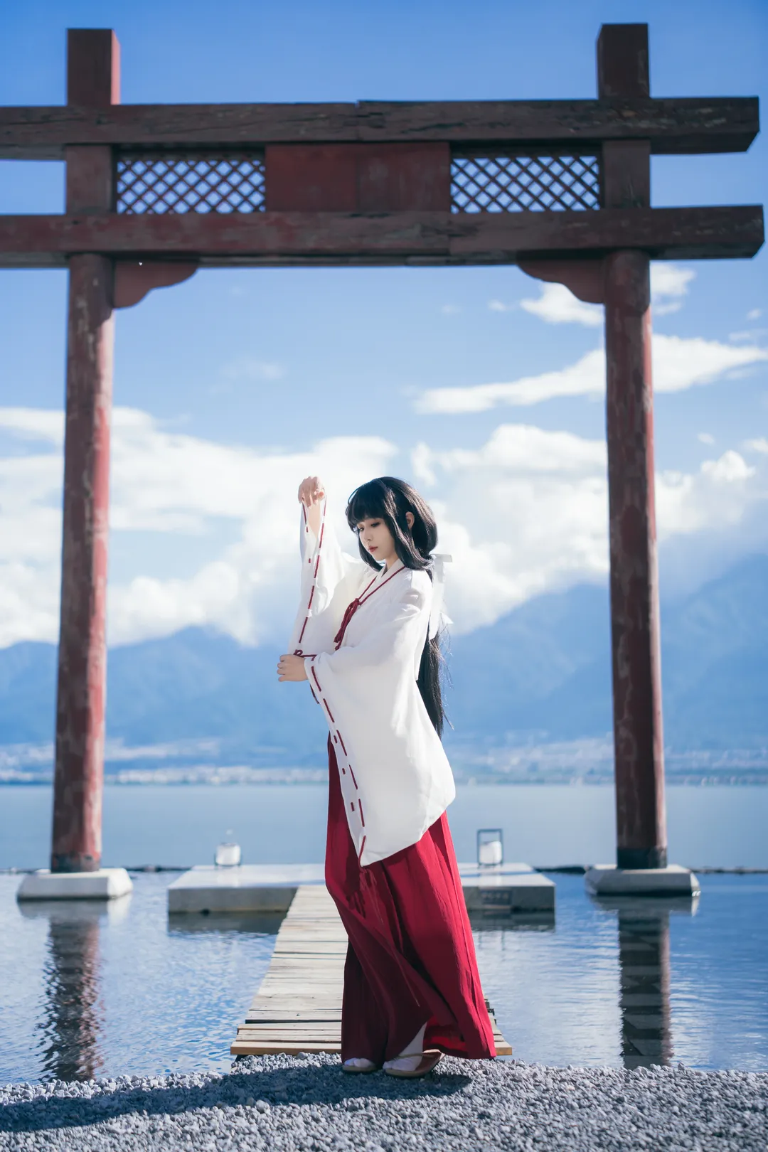 cosplay摄影, 桔梗cos, 犬夜叉, 和风巫女, 水景摄影