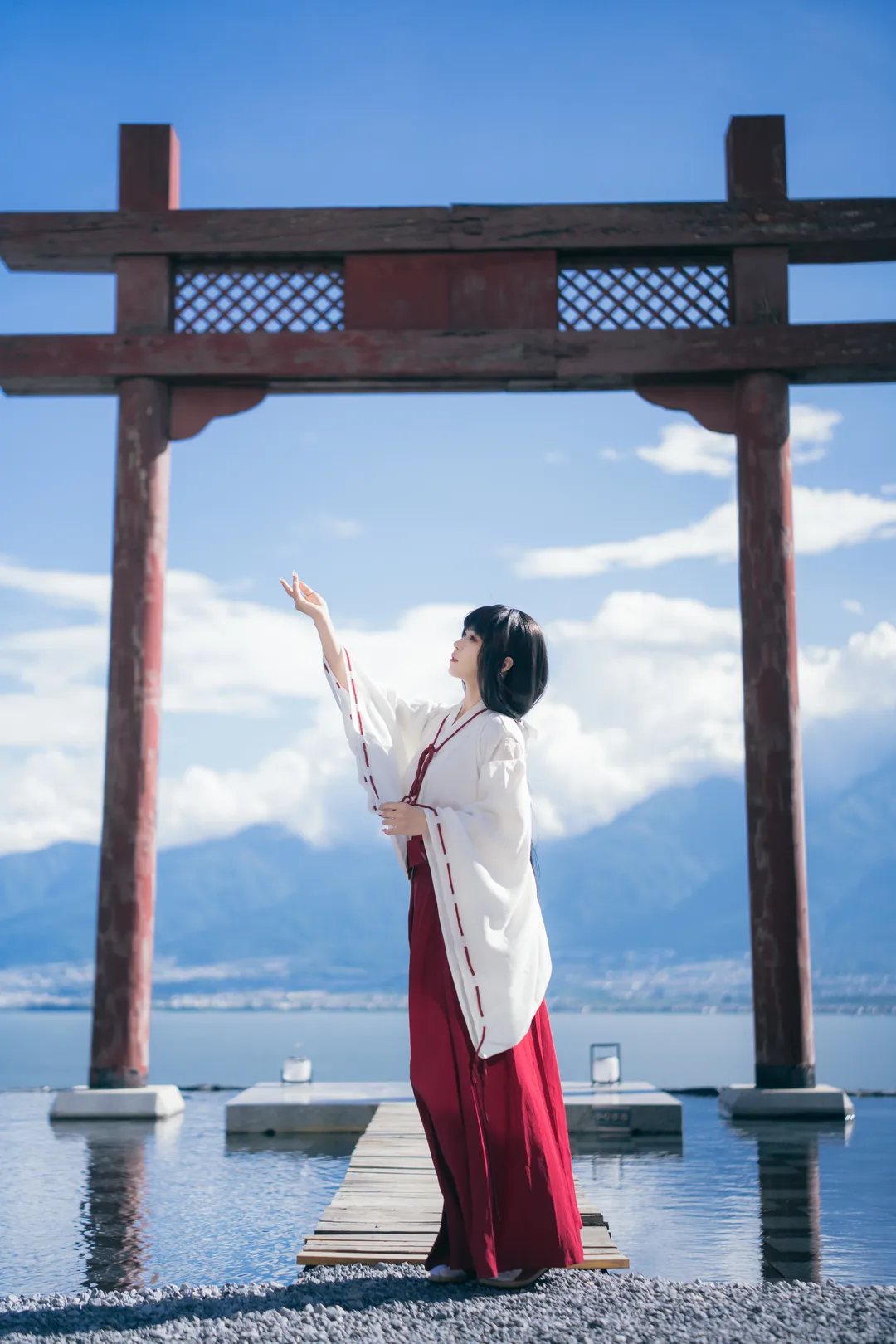 cosplay摄影, 桔梗cos, 犬夜叉, 和风巫女, 水景摄影 - 第4张