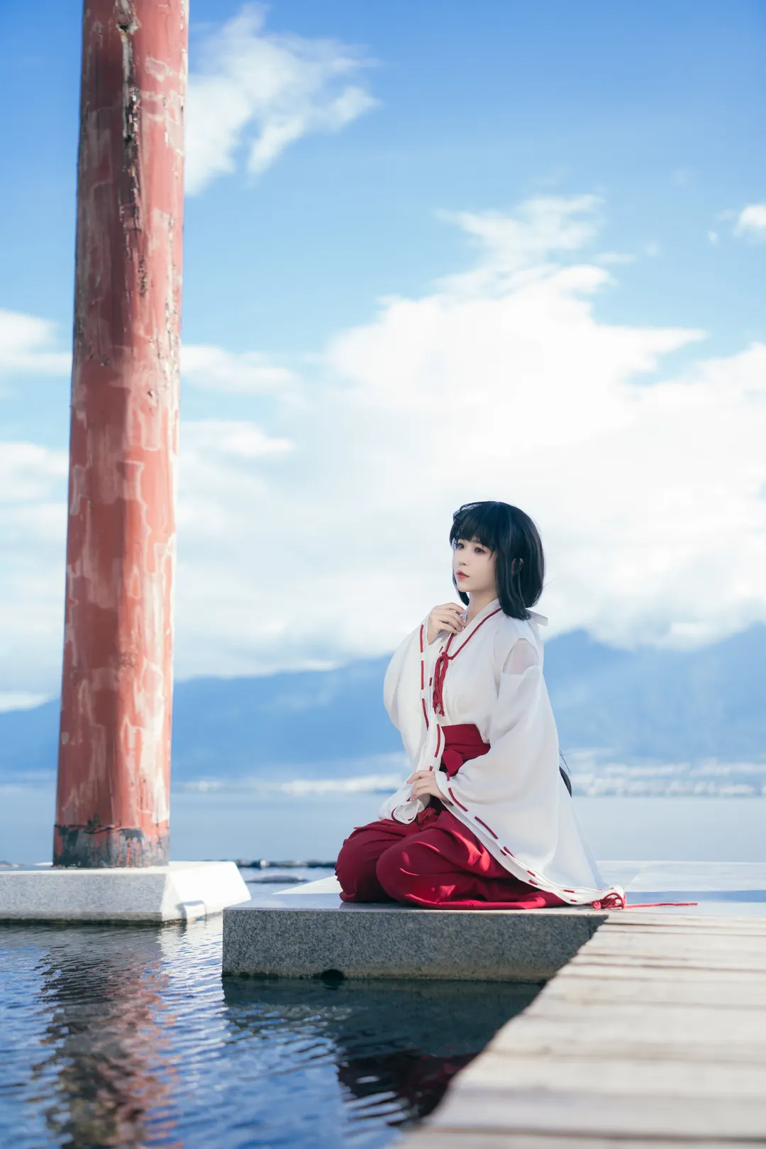 cosplay摄影, 桔梗cos, 犬夜叉, 和风巫女, 水景摄影 - 第5张