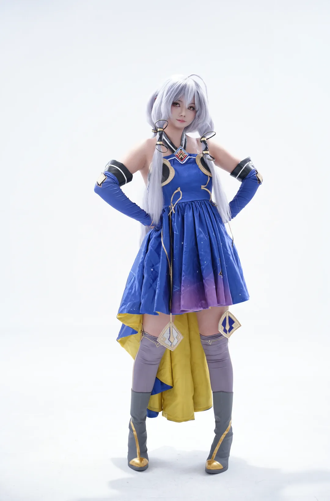 cosplay正片, 星尘cos, 五维介质, 白棚布光, 星尘蓝裙 - 第3张