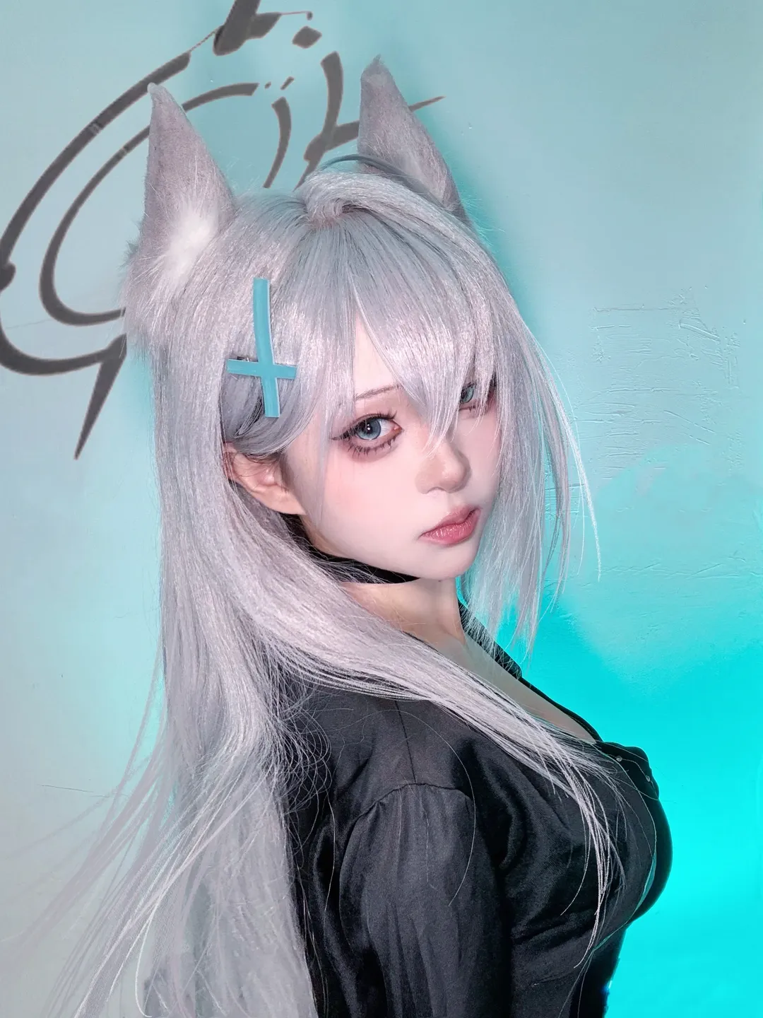 蔚蓝档案, 砂狼白子cos, 兽耳cosplay, 银发cos, 清冷风摄影